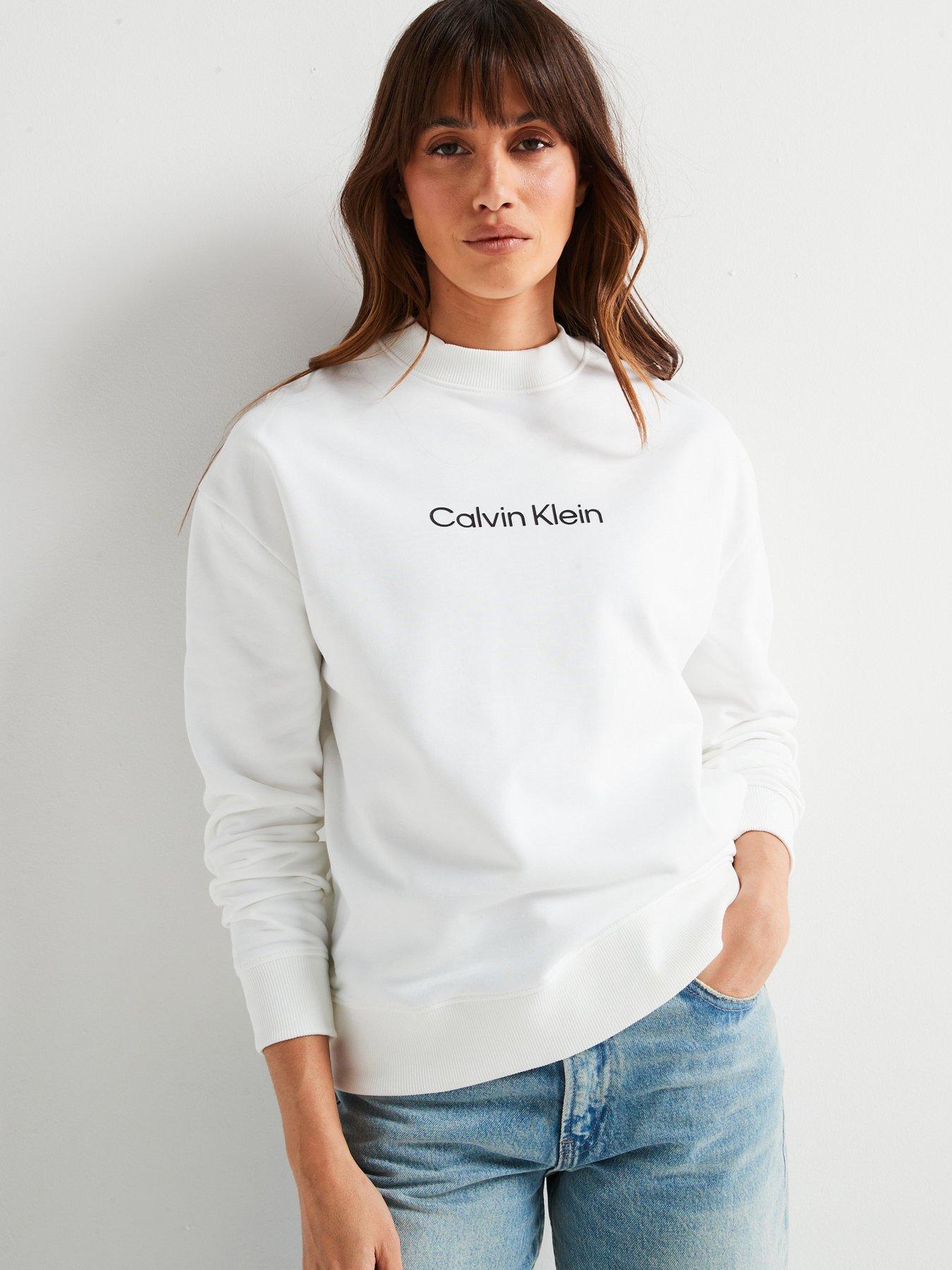Image 1 of 4 of Calvin Klein Hero Logo Sweatshirt - White