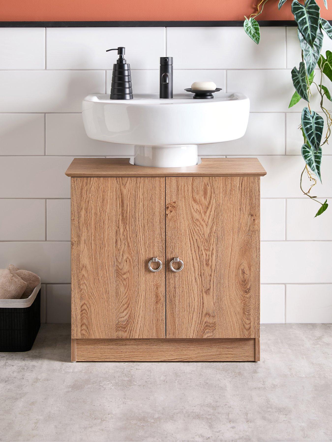Image 1 of 7 of Very Home Pinnock Under Sink Bathroom Cabinet in Oak