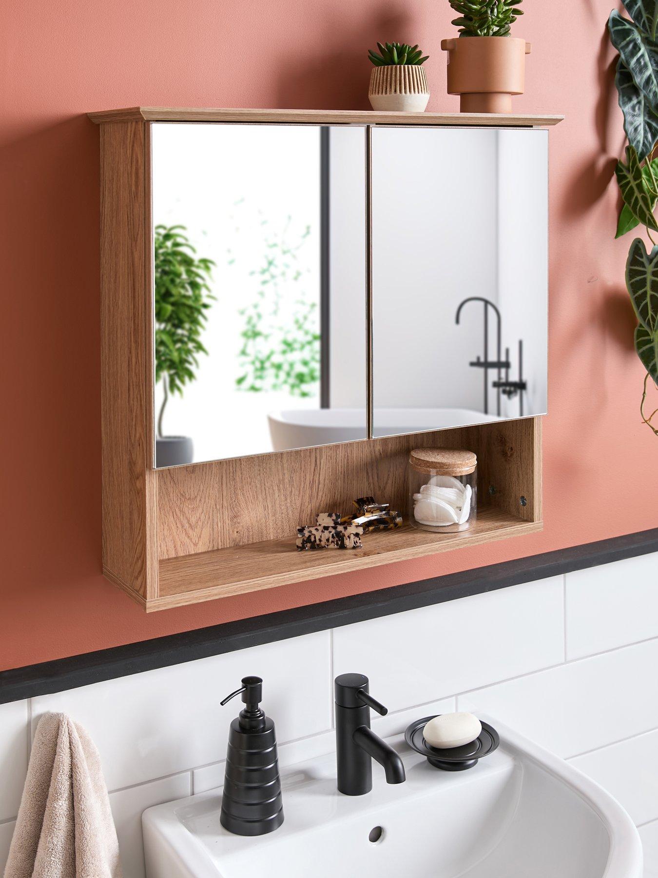 undefined Pinnock Mirrored Bathroom Wall Cabinet - Oak