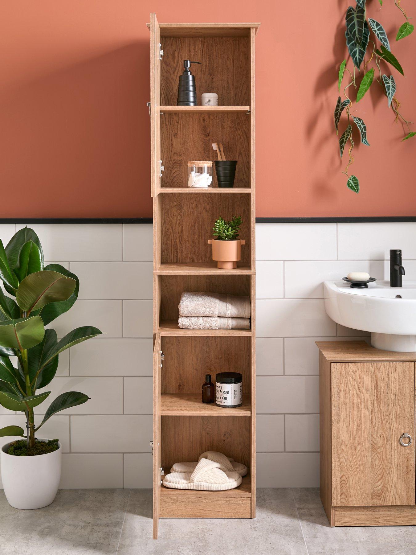 Image 2 of 7 of Very Home Pinnock Tall Bathroom Cabinet - Oak