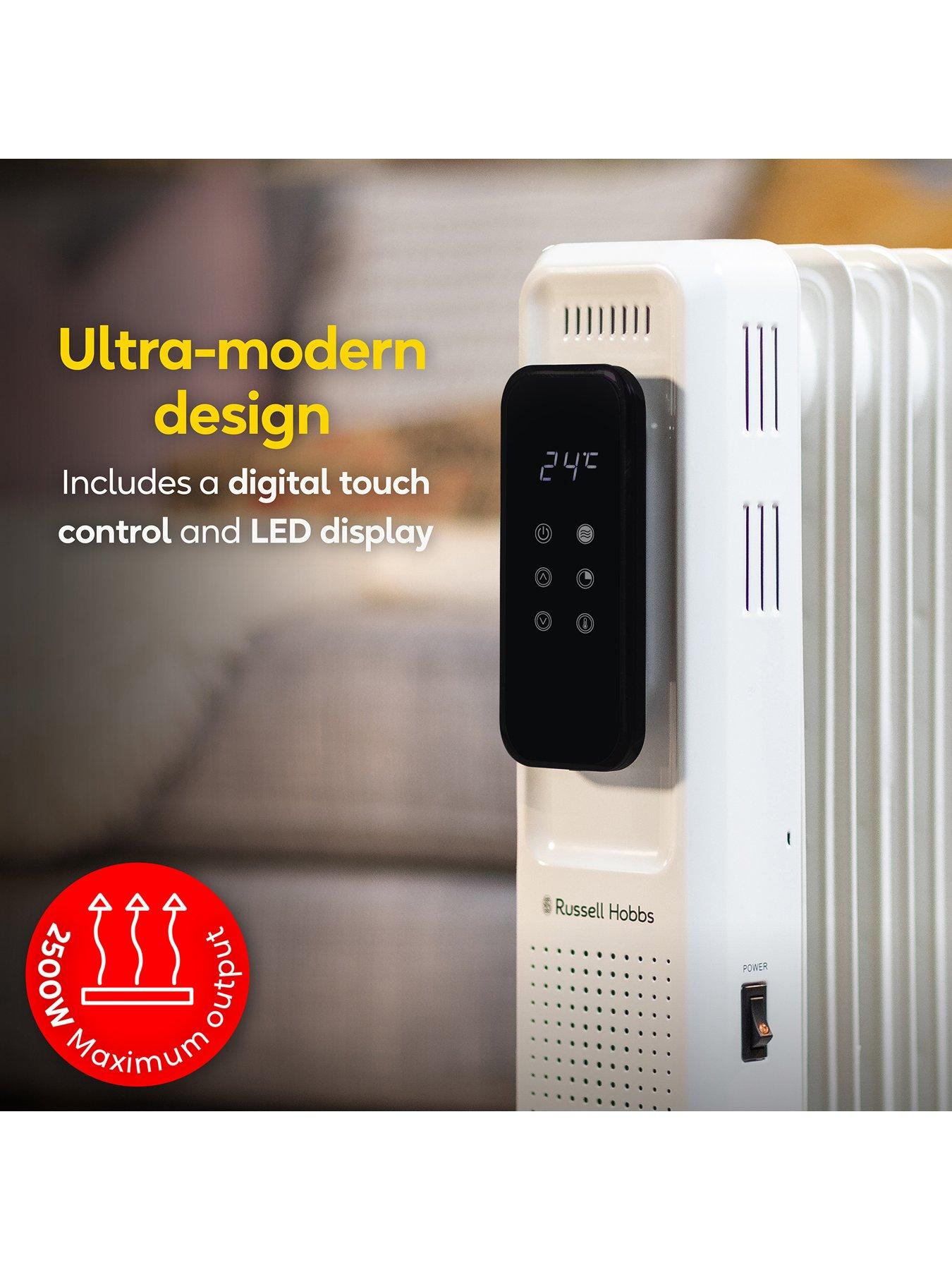 Image 5 of 7 of Russell Hobbs 2.5kW&nbsp;Digital Touch Control 11-Fin Oil-Filled Radiator - White