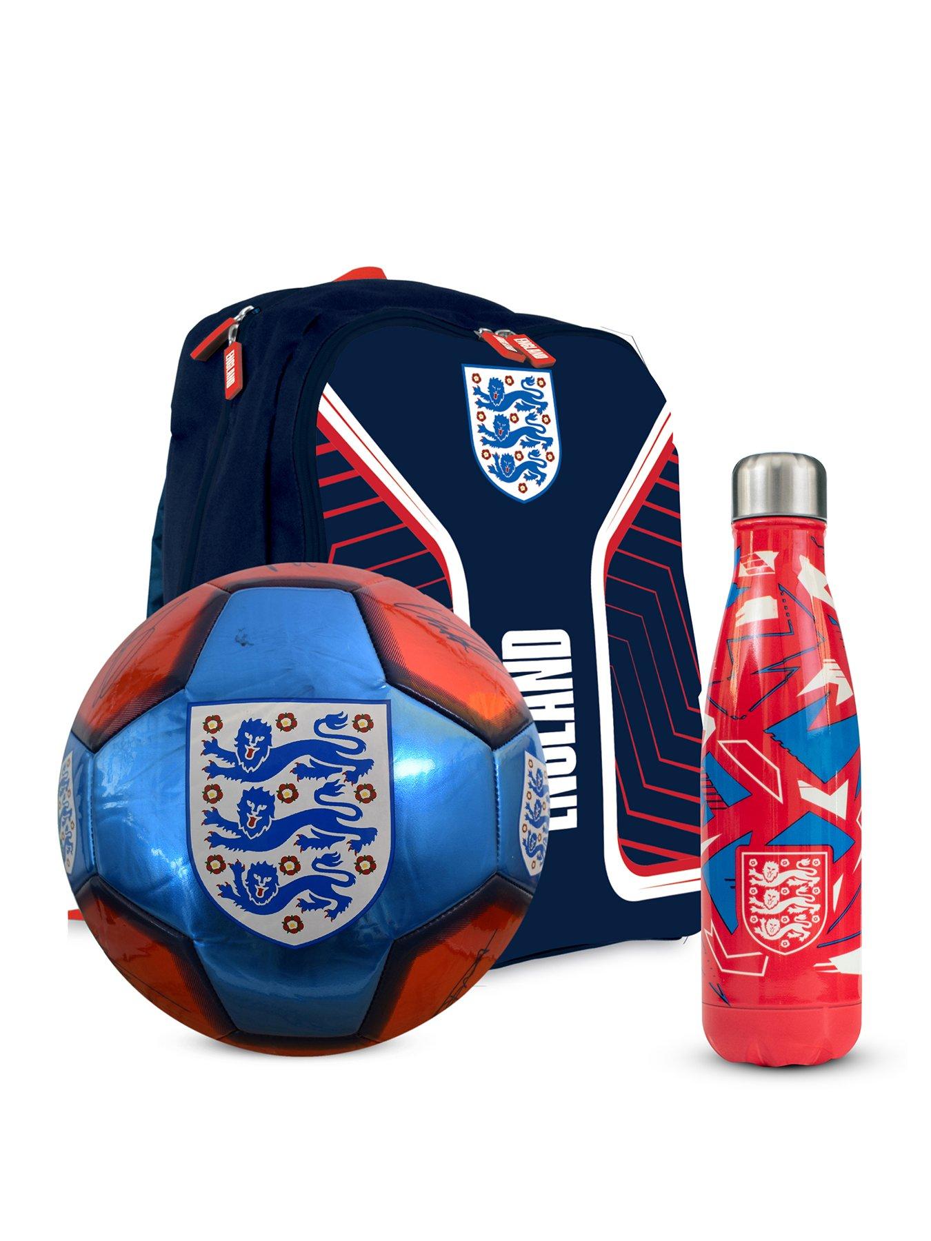 undefined Football Bundle: Size 5 Metallic Signature Football, 500ml Stainless Steel Vacuum Flask & Large Backpack