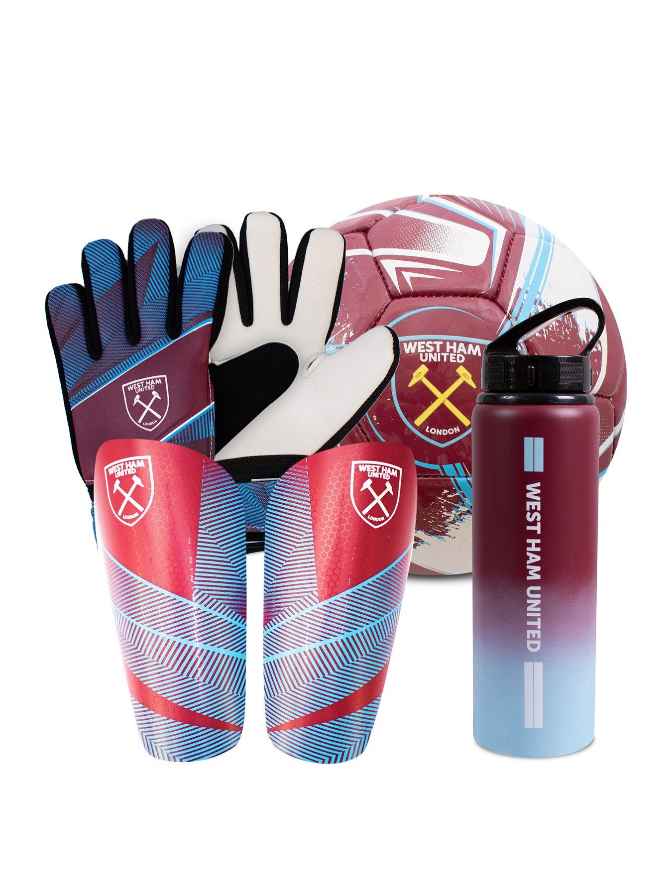 undefined Football Bundle: 750ml Aluminium Bottle, Shin Pads, Goalkeeper Gloves  &  Size 5 Turbine Ball