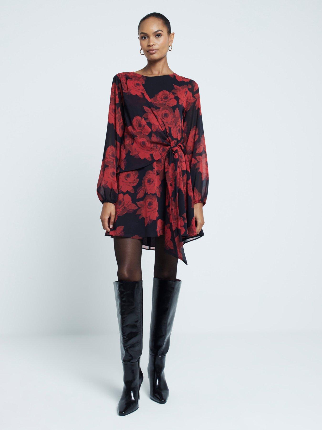 river-island-tie-front-tea-dress-redback