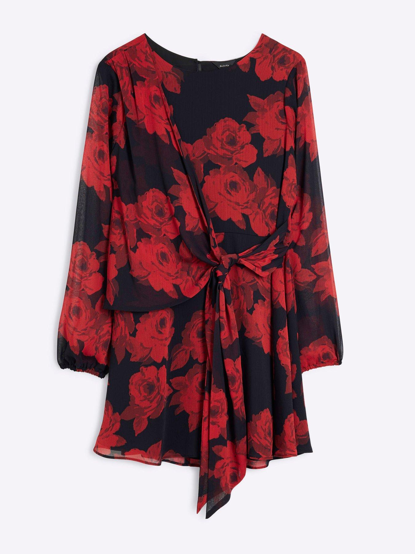 river-island-tie-front-tea-dress-reddetail