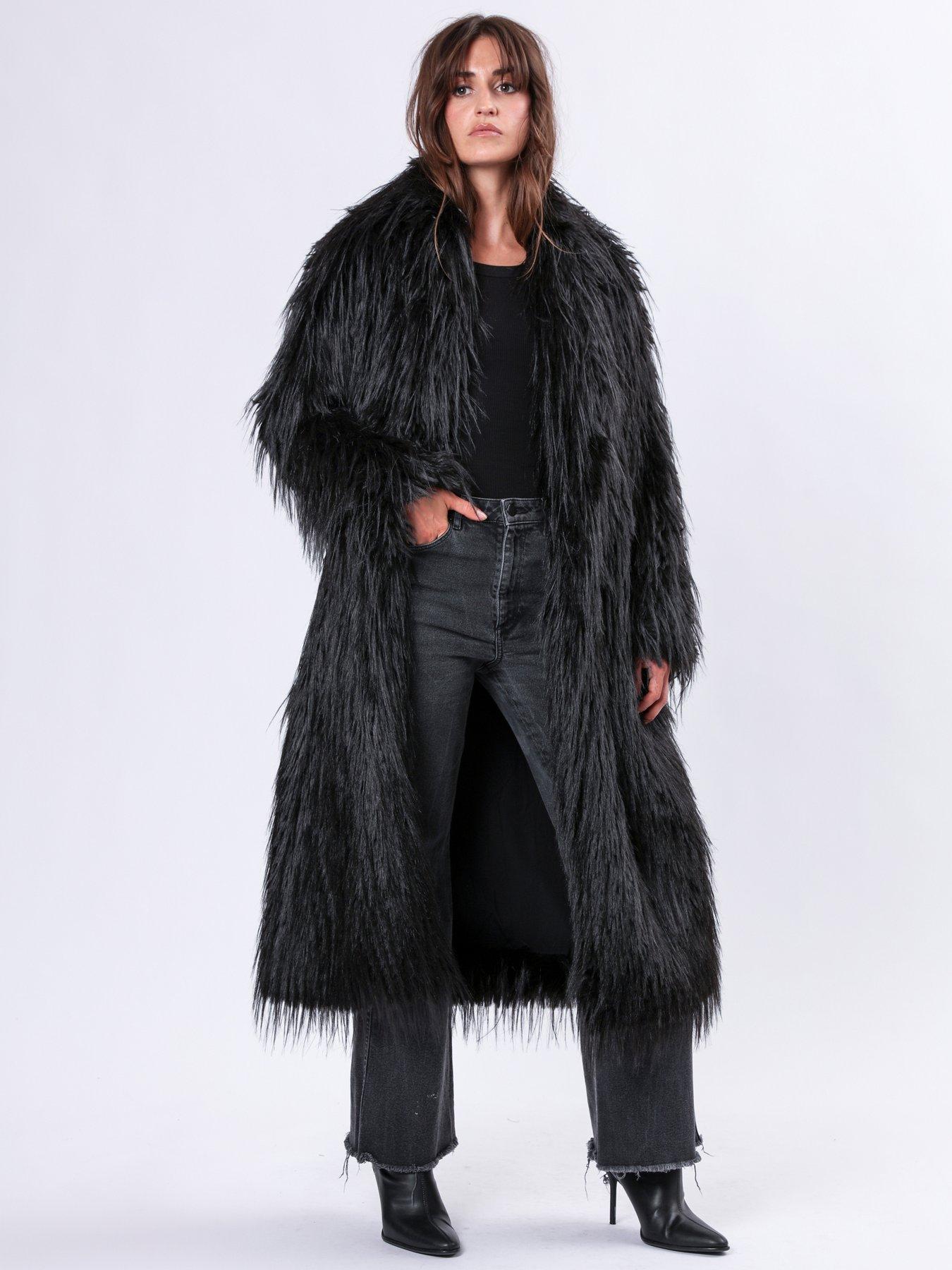 Religion Long Hair Faux Fur Coat Black Very Ireland