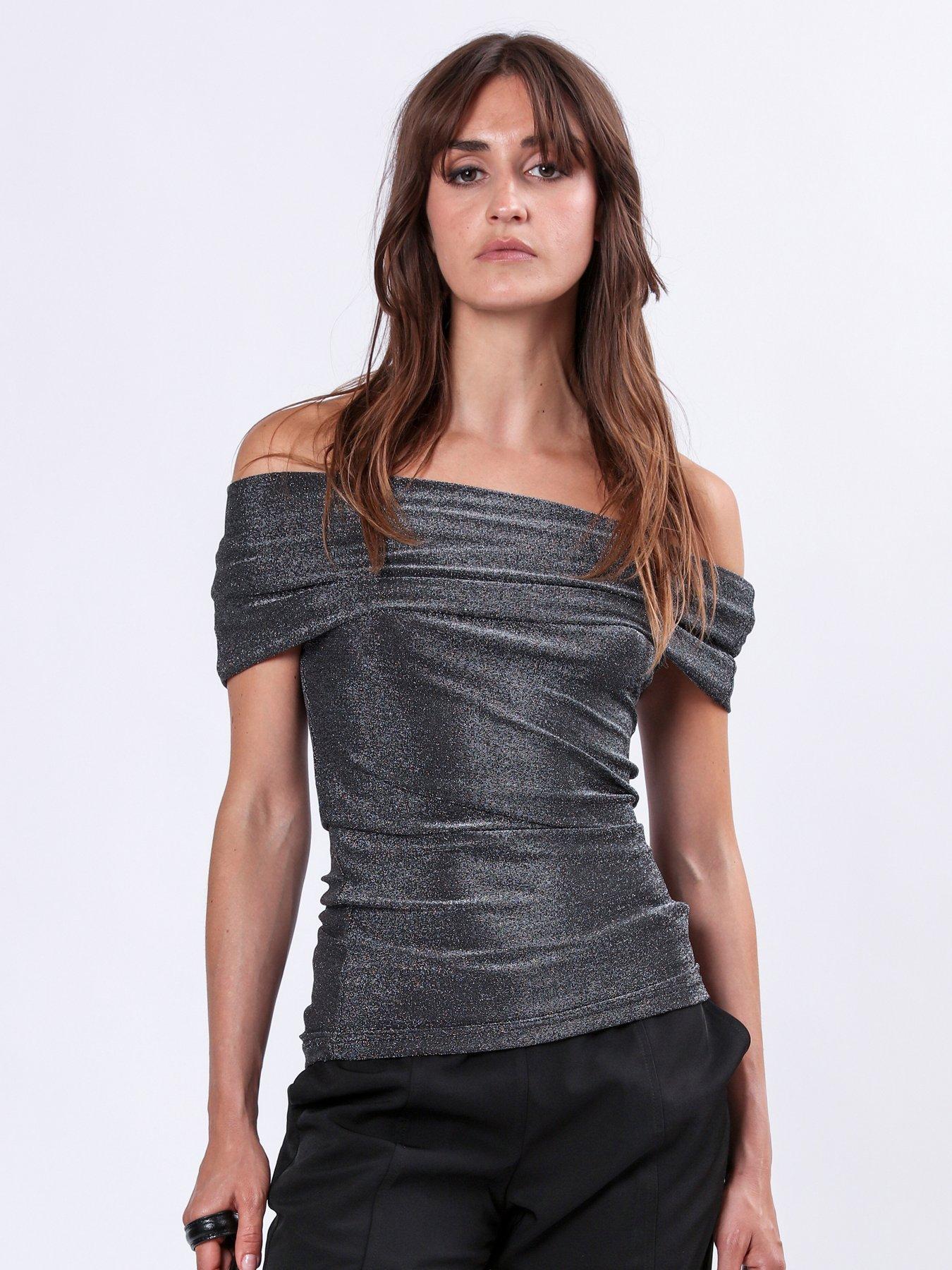 Religion Off The Shoulder Slinky Top - Grey