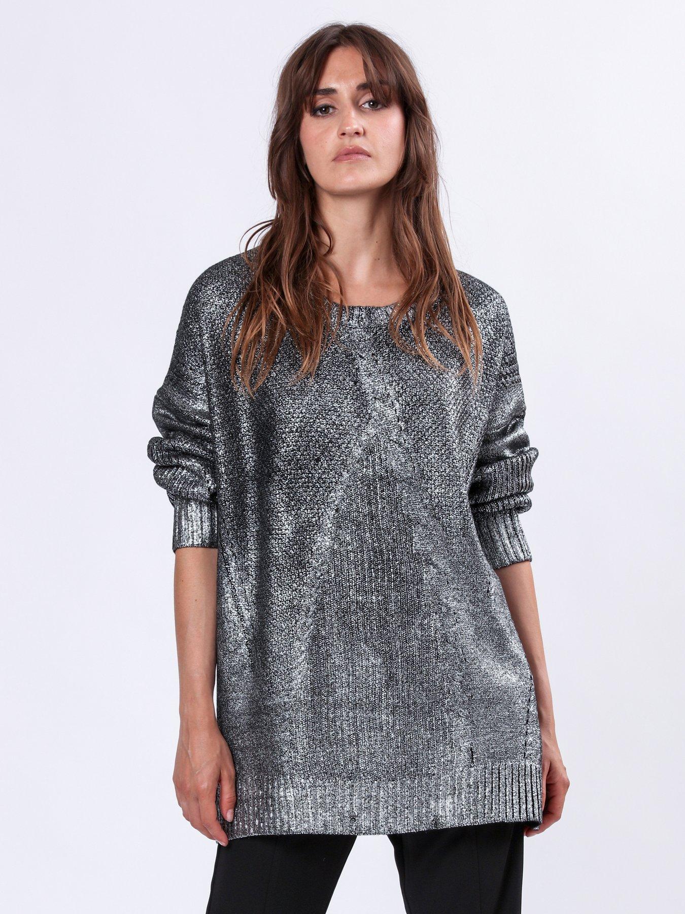 religion-cable-knit-metallic-jumper-silver