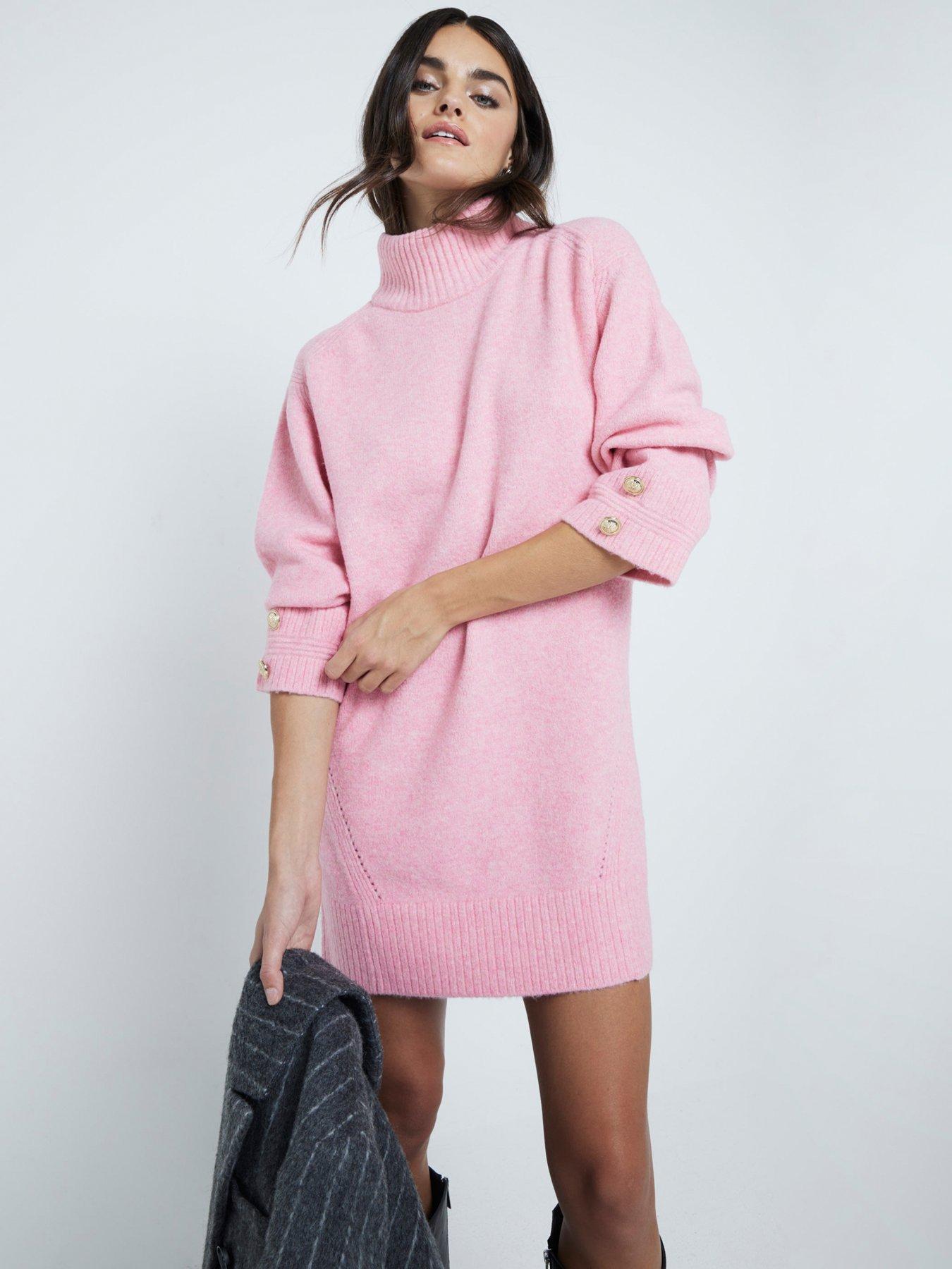 river-island-high-neck-jumper-dress-medium-pink