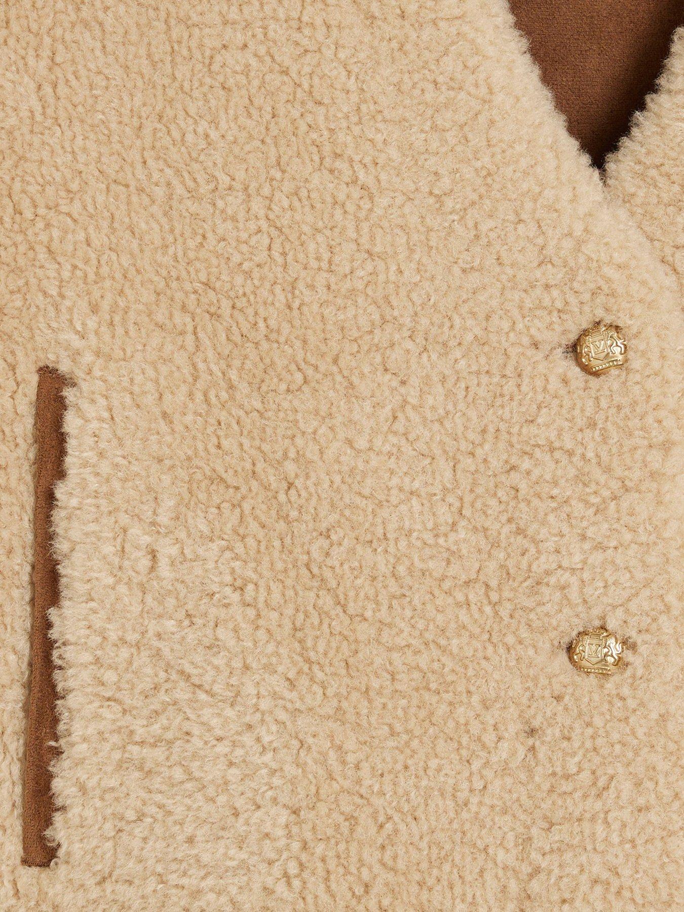 Image 6 of 6 of River Island Shearling Cardigan - Light Beige