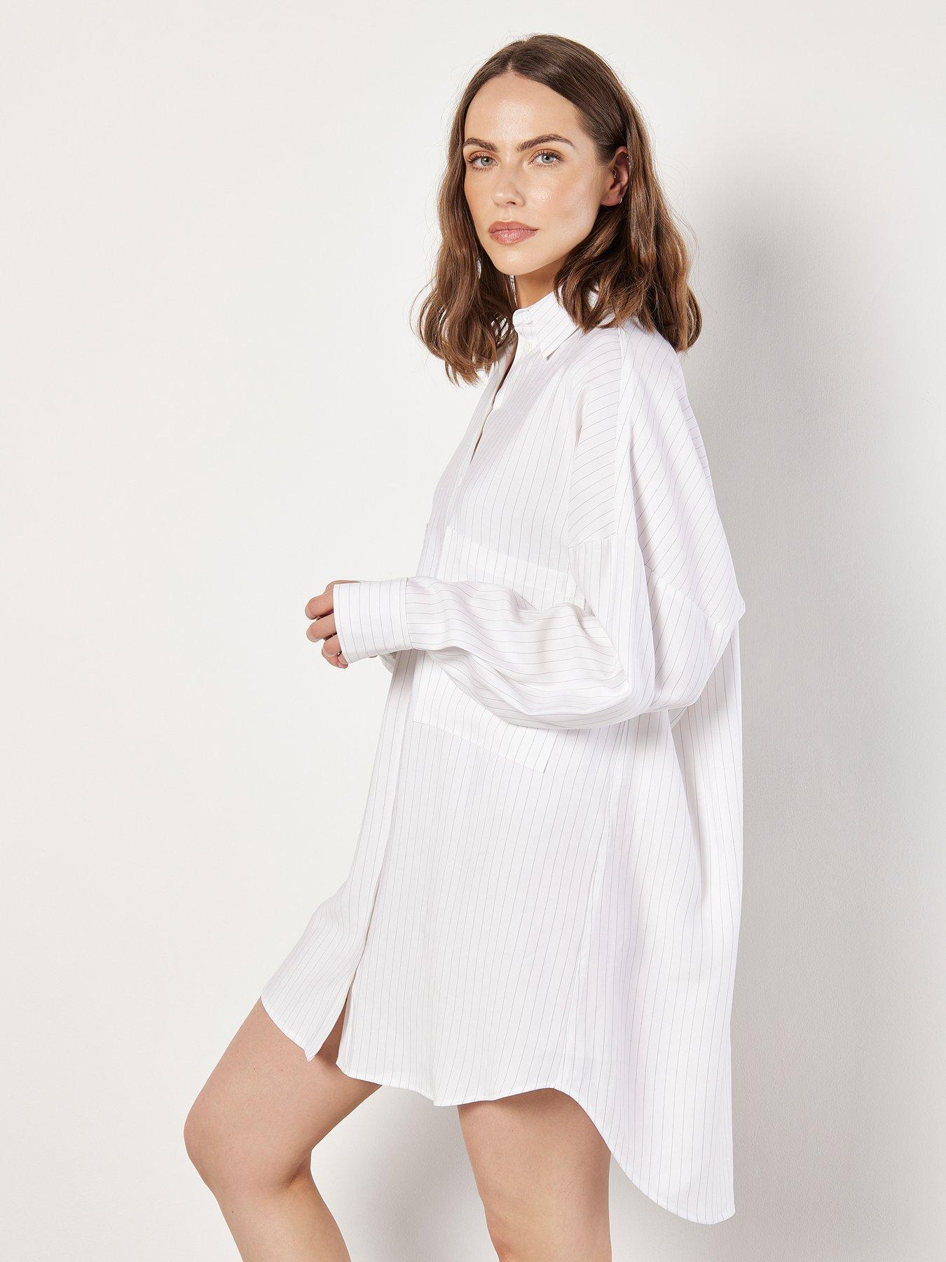 apricot-pinstripe-oversized-shirt-dress-white