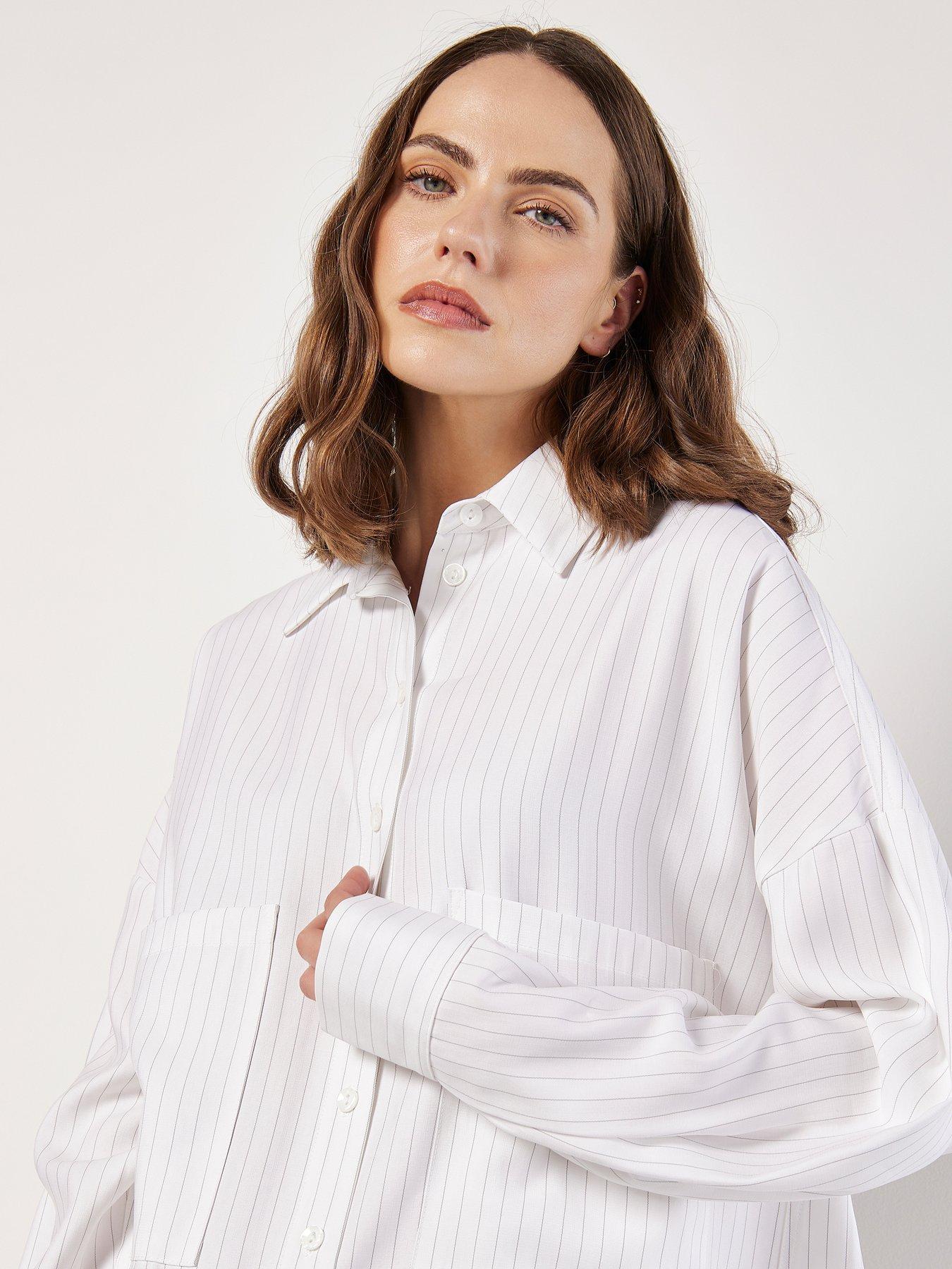 apricot-pinstripe-oversized-shirt-dress-whiteoutfit