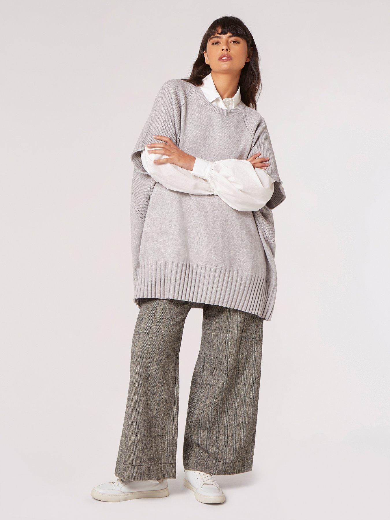 apricot-mixed-panel-oversize-poncho-jumper-greyback