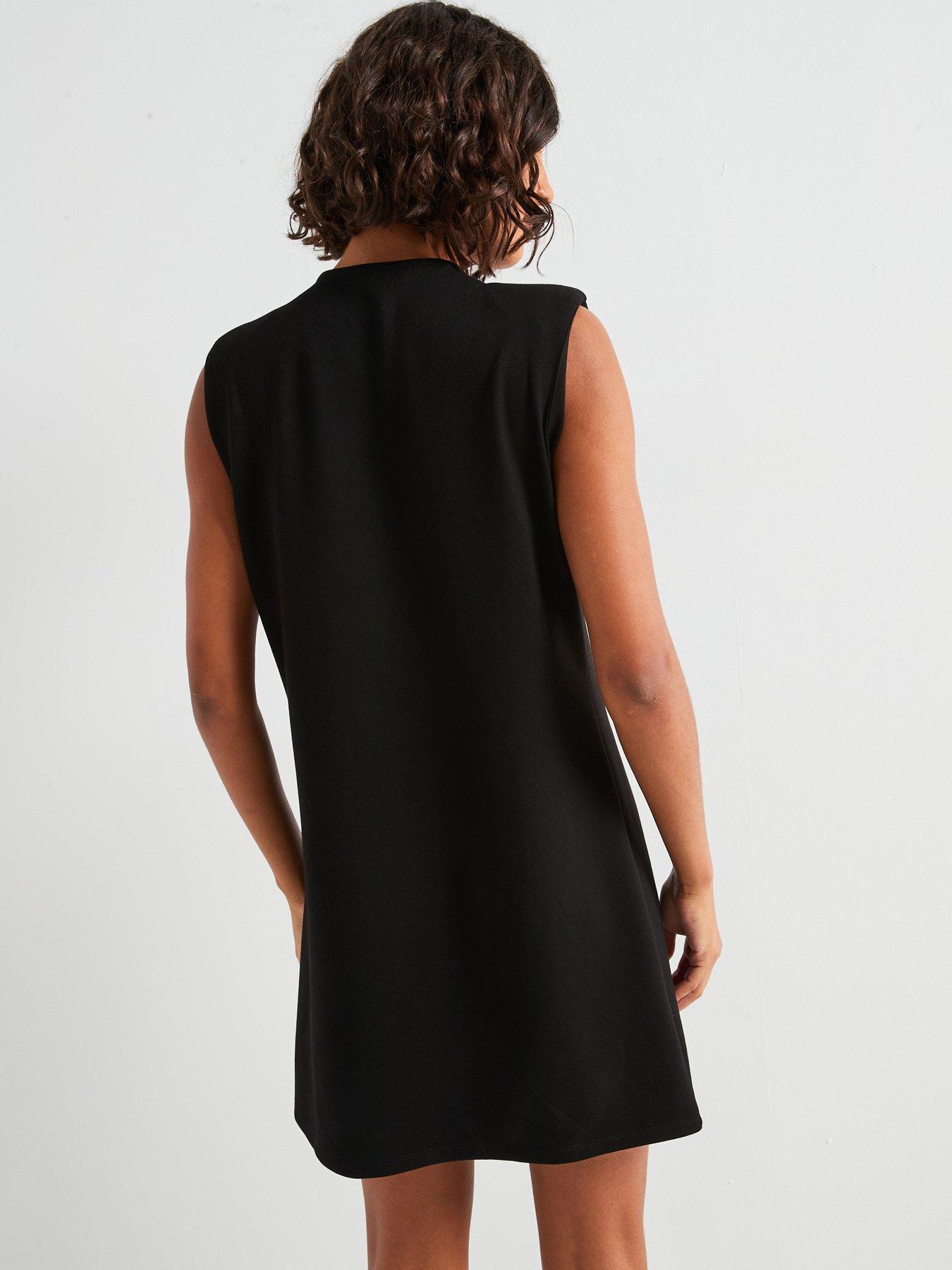 v-by-very-bow-front-mini-shift-dress-blackstillFront