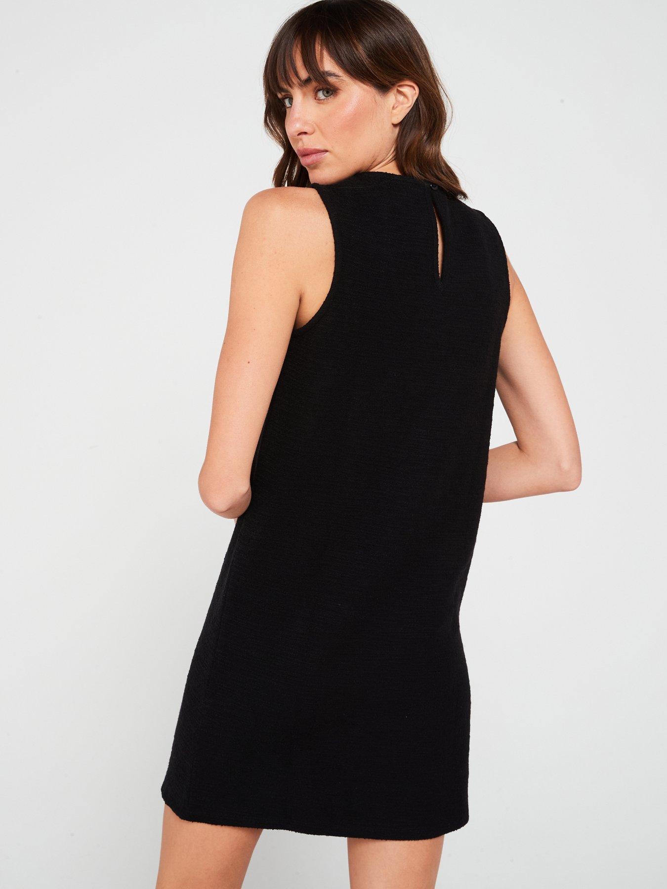 v-by-very-button-detail-shift-dress-blackstillFront