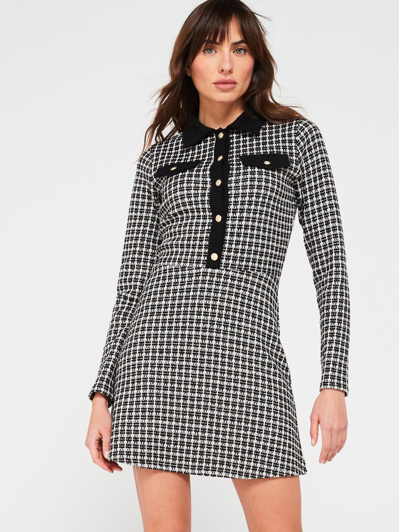 v-by-very-boucle-long-sleeve-mini-dress-monofront