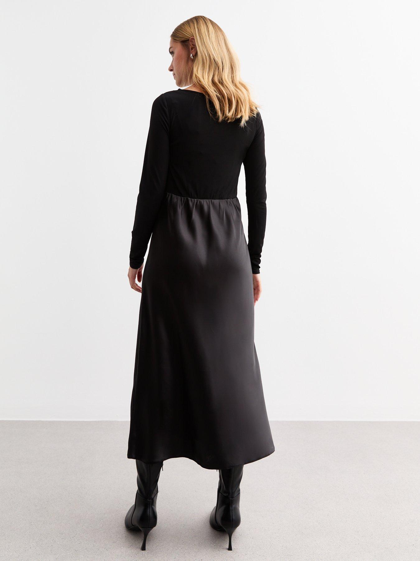 new-look-black-2-in-1-bias-cut-satin-midi-dressstillFront