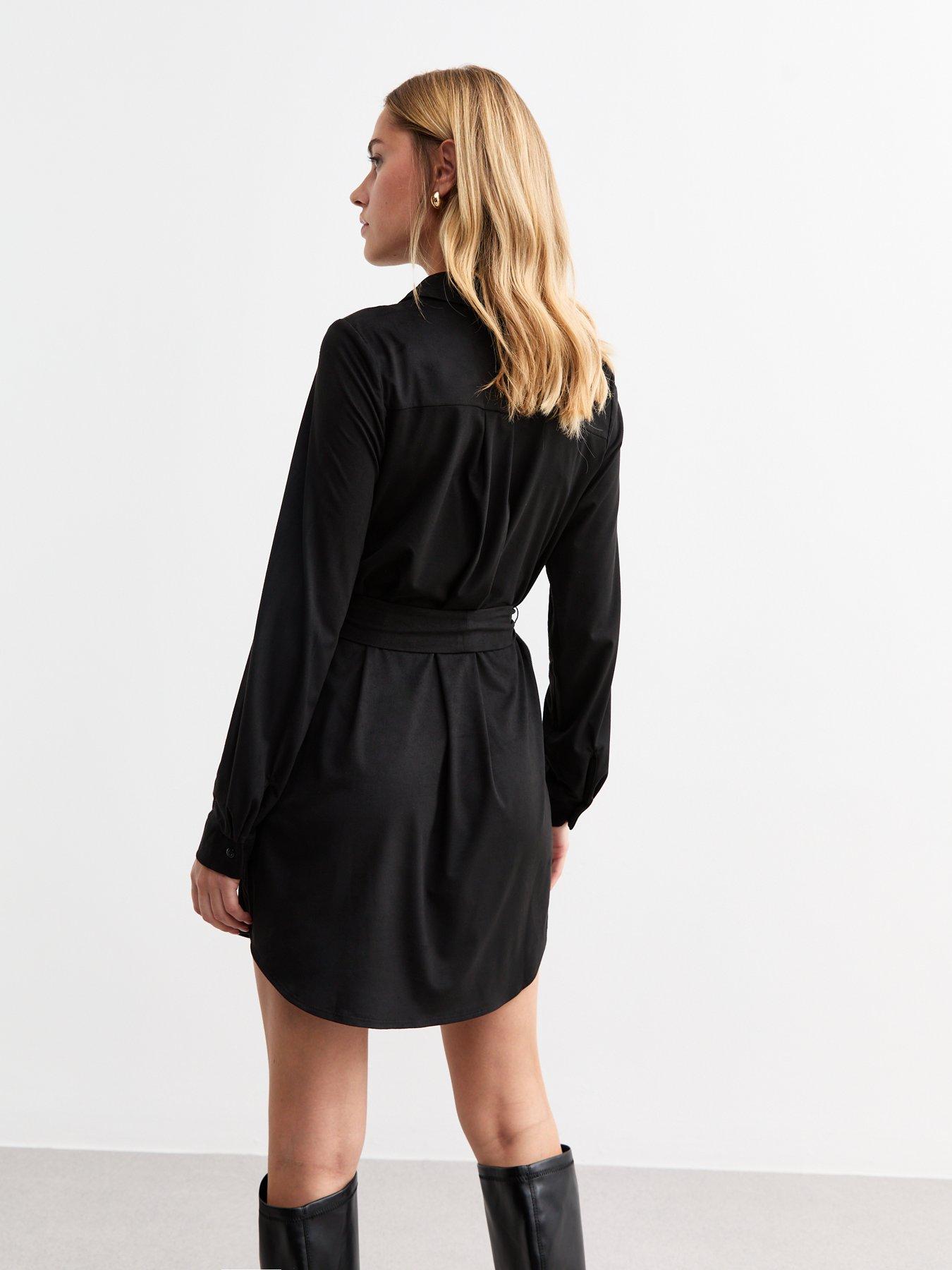 new-look-faux-suede-mini-shirt-dress-blackstillFront