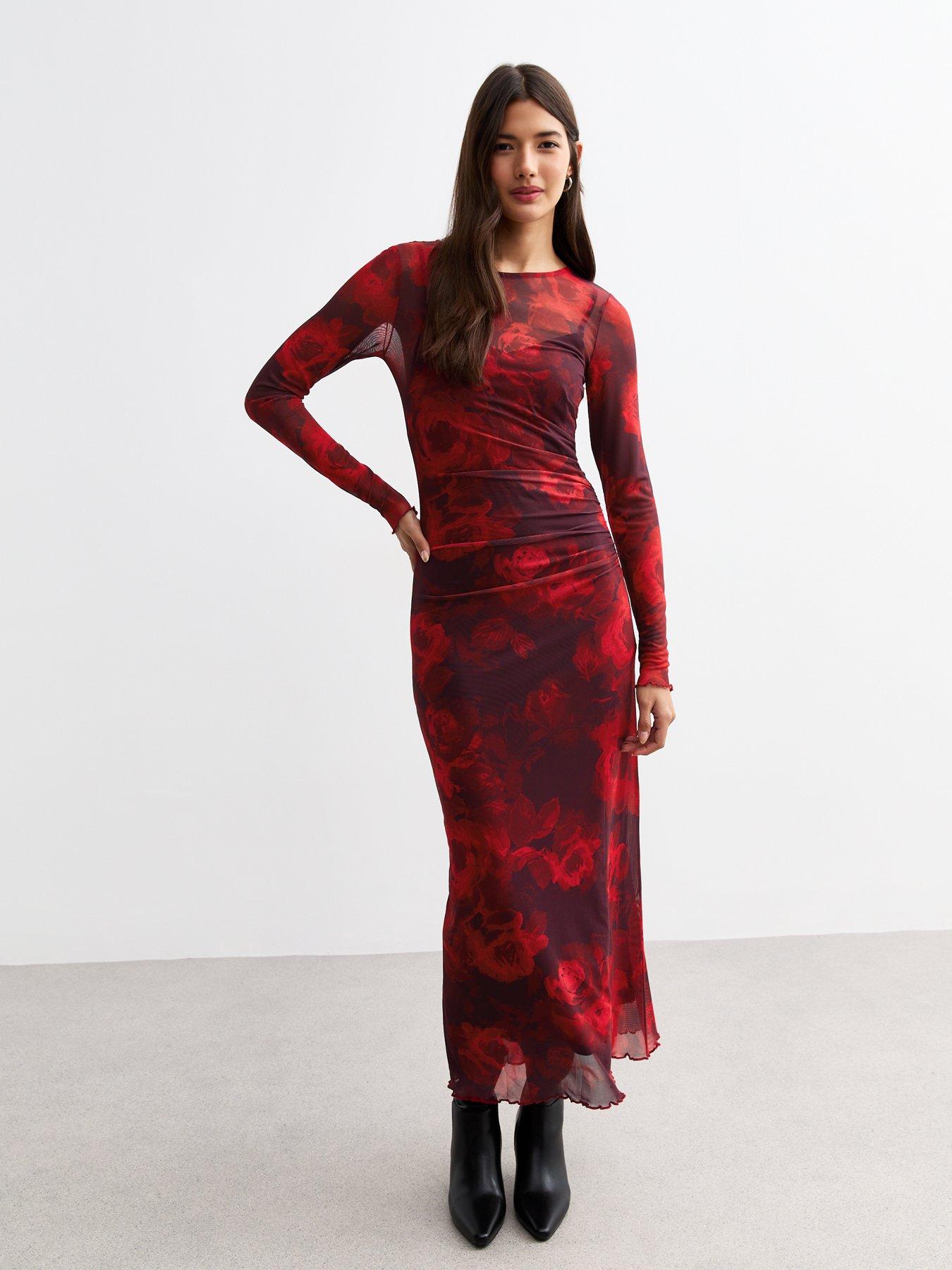 new-look-mesh-midi-dress-red