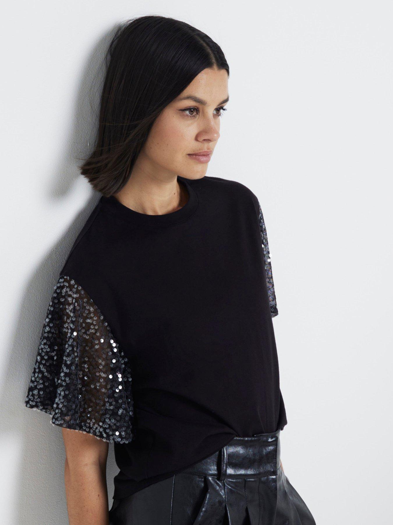 river-island-sequin-sleeve-top-blackoutfit