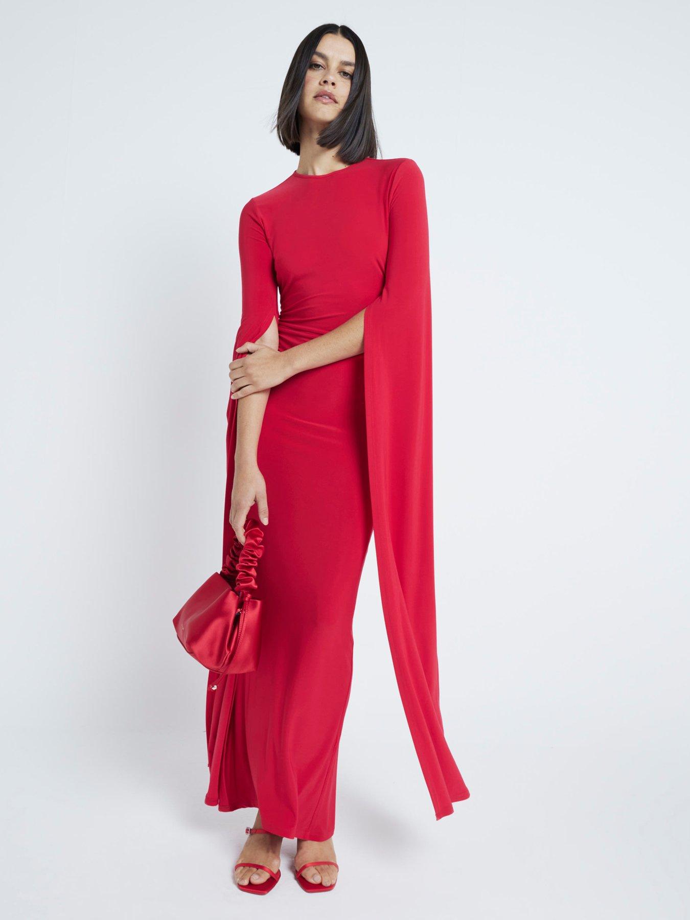 river-island-flare-split-sleeve-maxi-dress-bright-red