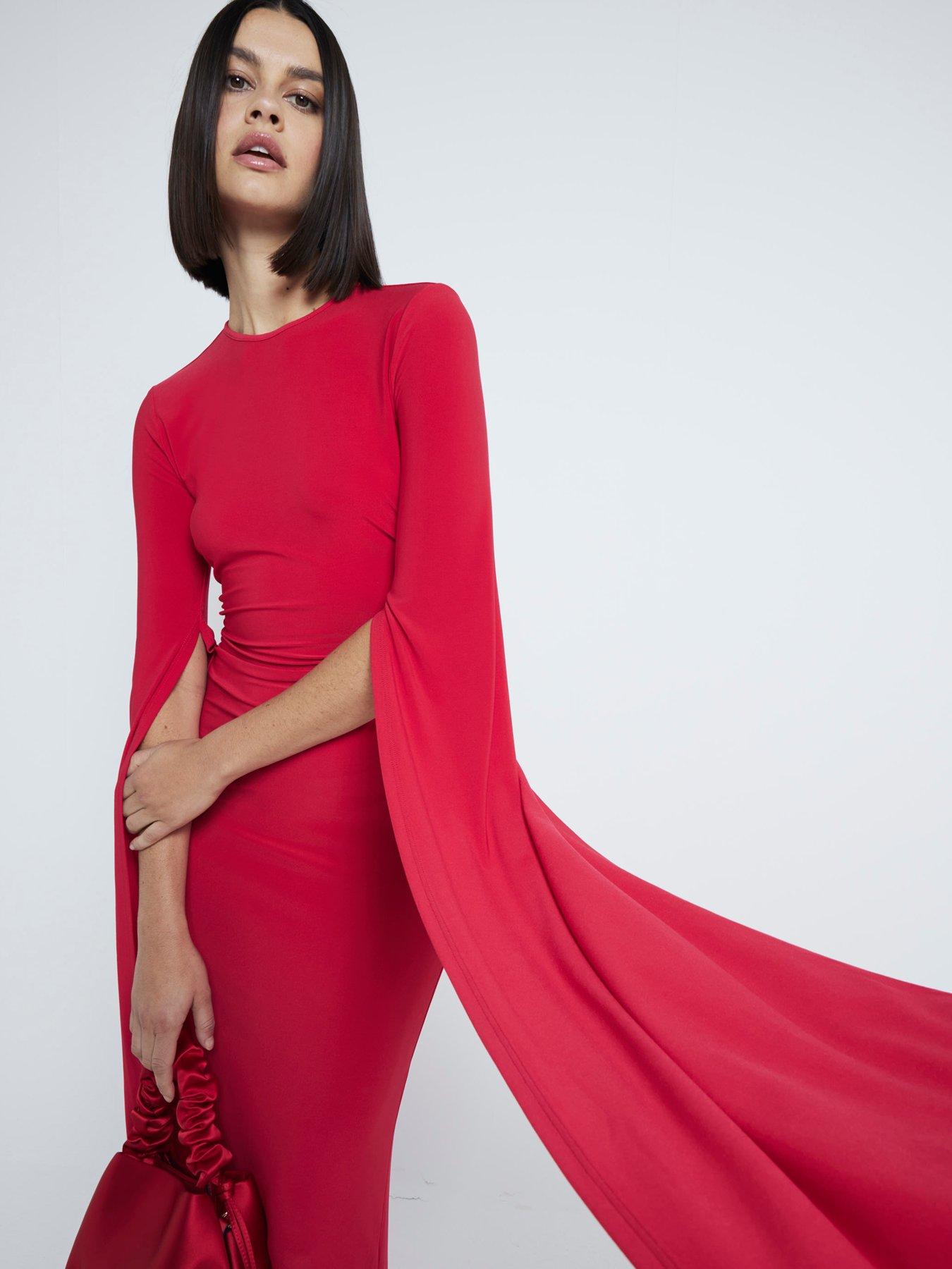 river-island-flare-split-sleeve-maxi-dress-bright-redback