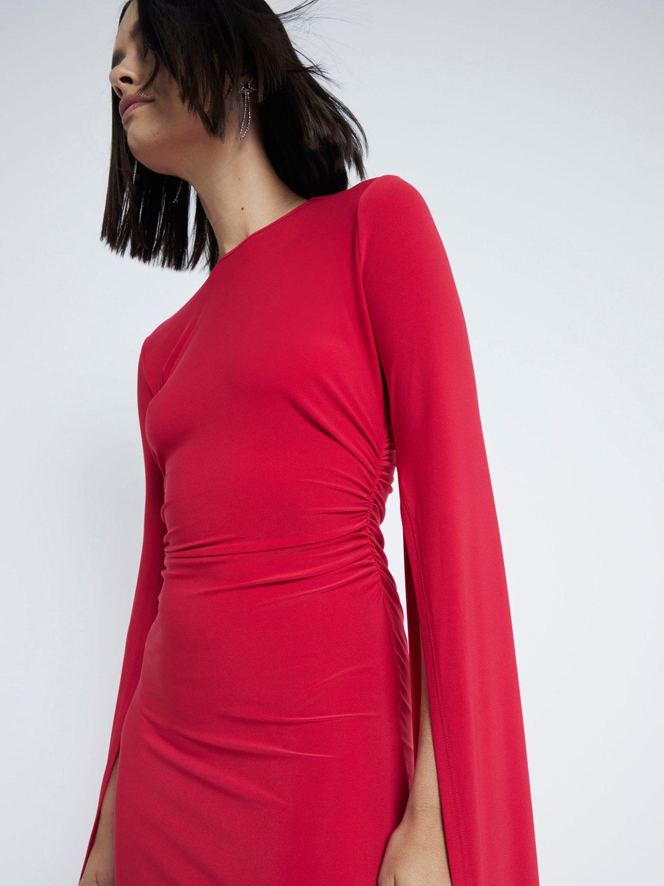 river-island-flare-split-sleeve-maxi-dress-bright-redoutfit