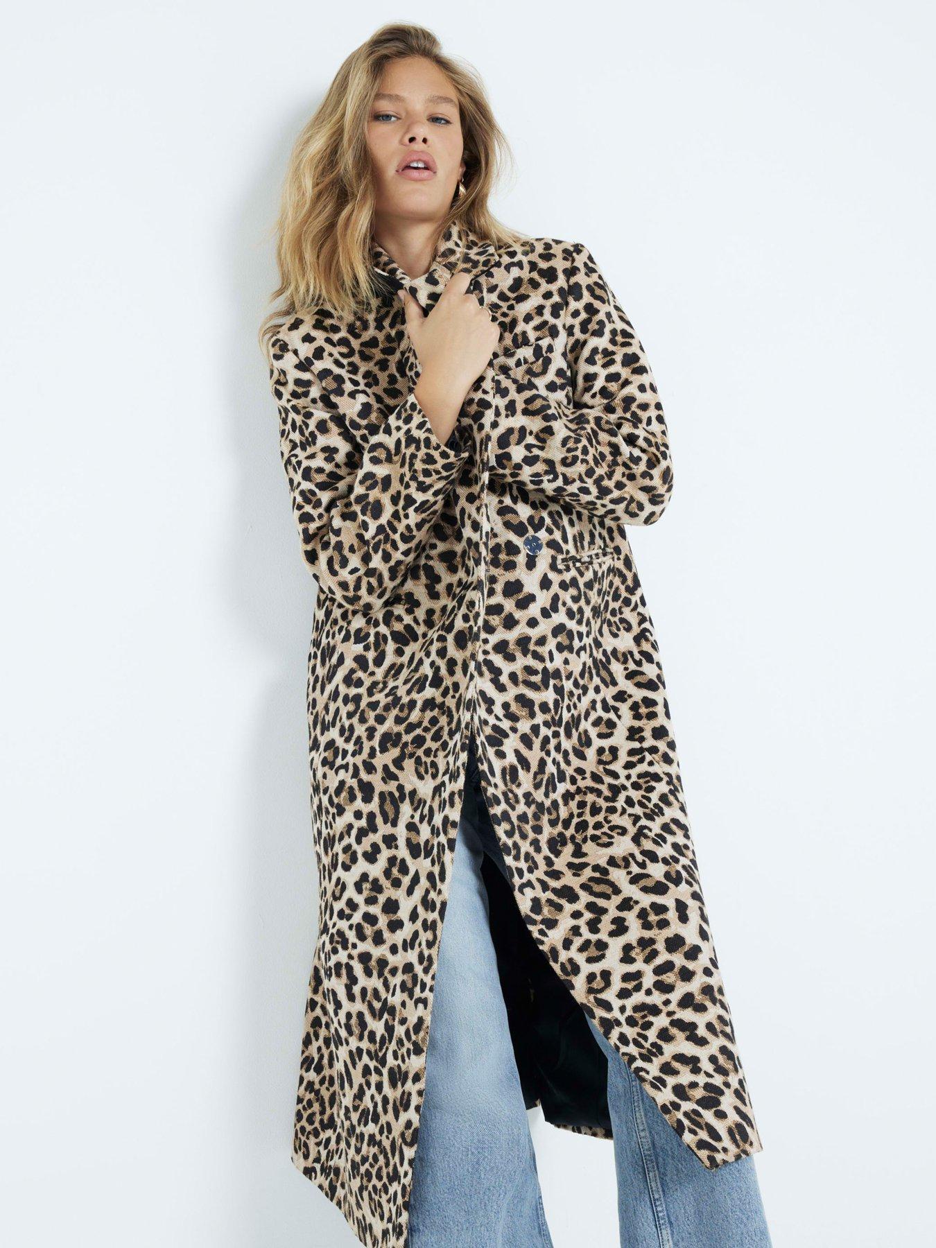 River Island Leopard Print Jacquard Coat Light Brown Very Ireland