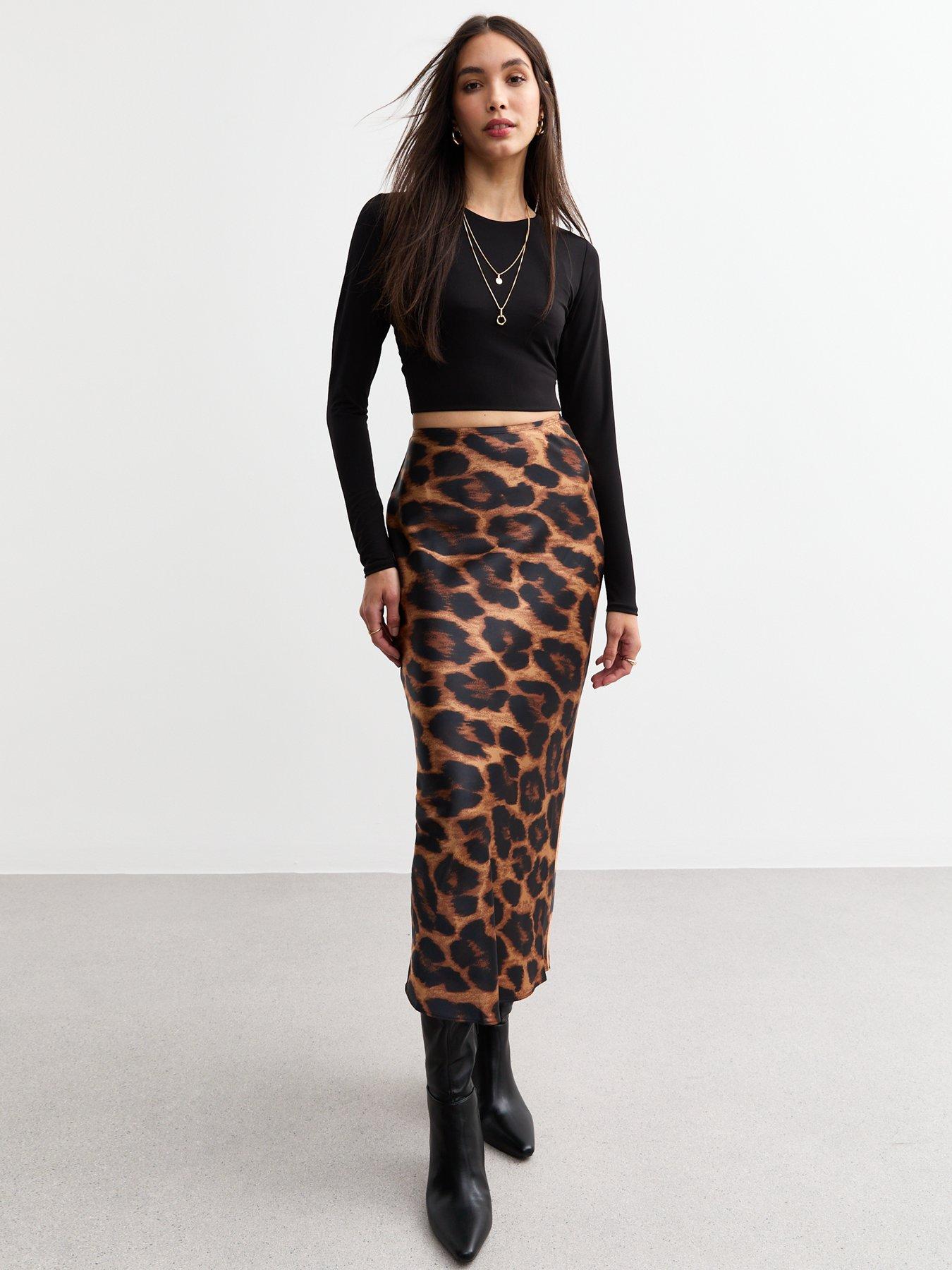 new-look-brown-leopard-print-satin-midi-skirtback