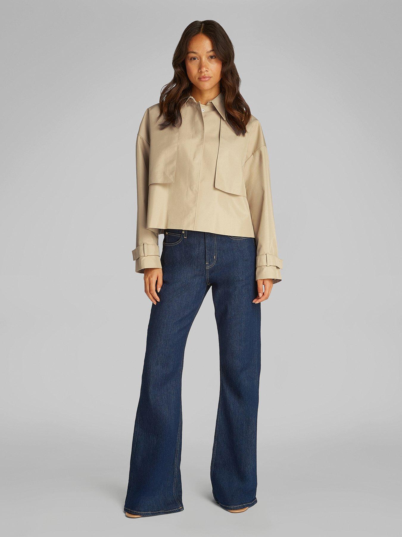 Calvin Klein Cotton Crop Trench Coat - Beige