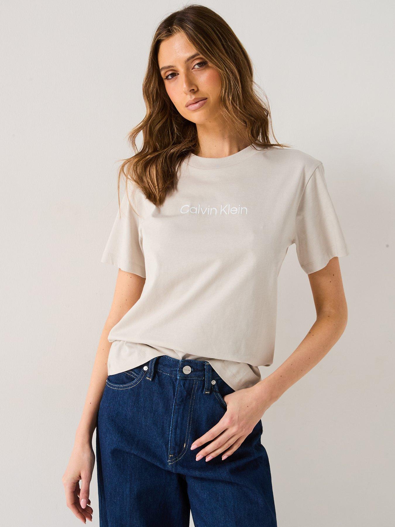 Image of Calvin Klein Logo T-Shirt - Beige