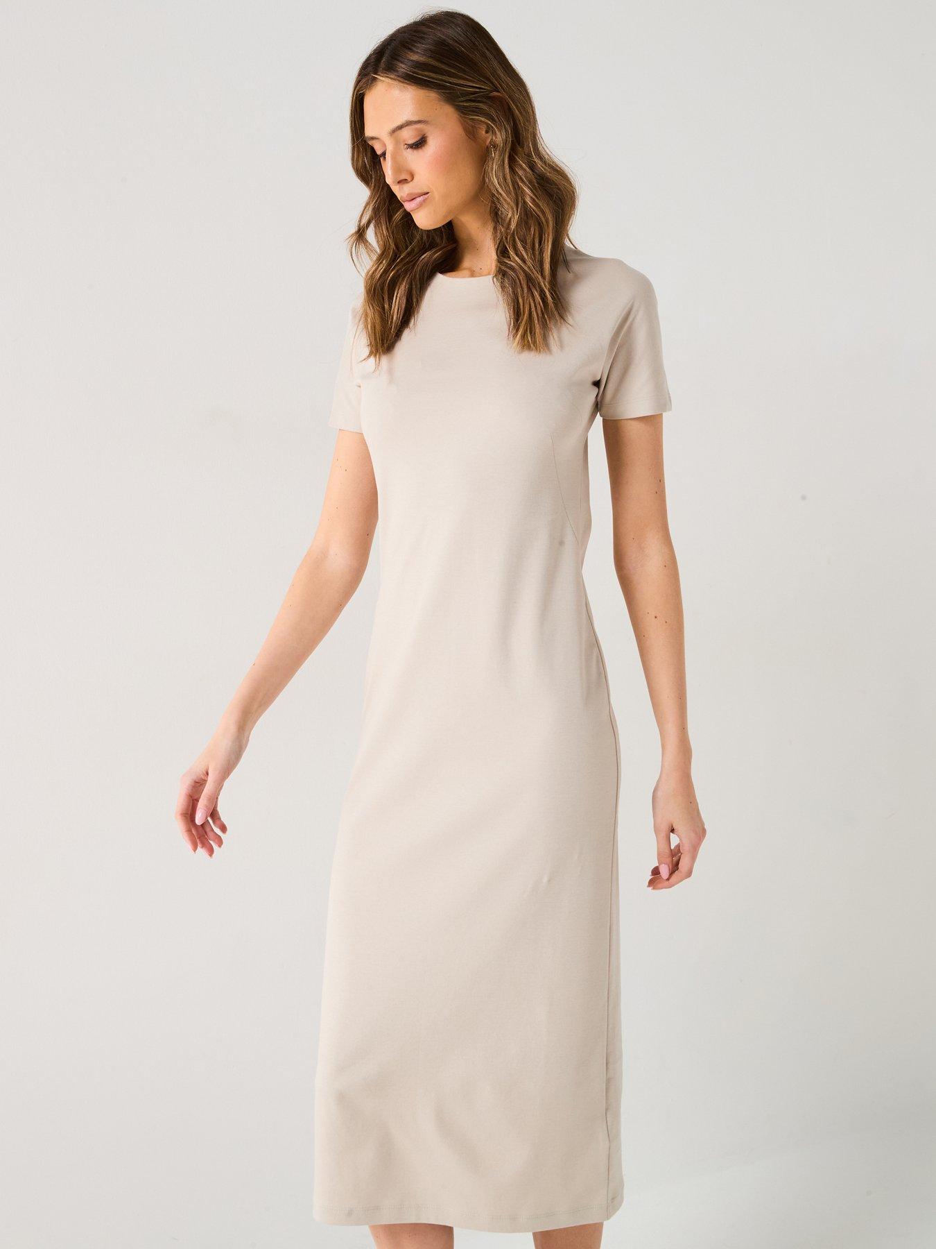 Calvin Klein T-Shirt Midi Dress - Beige