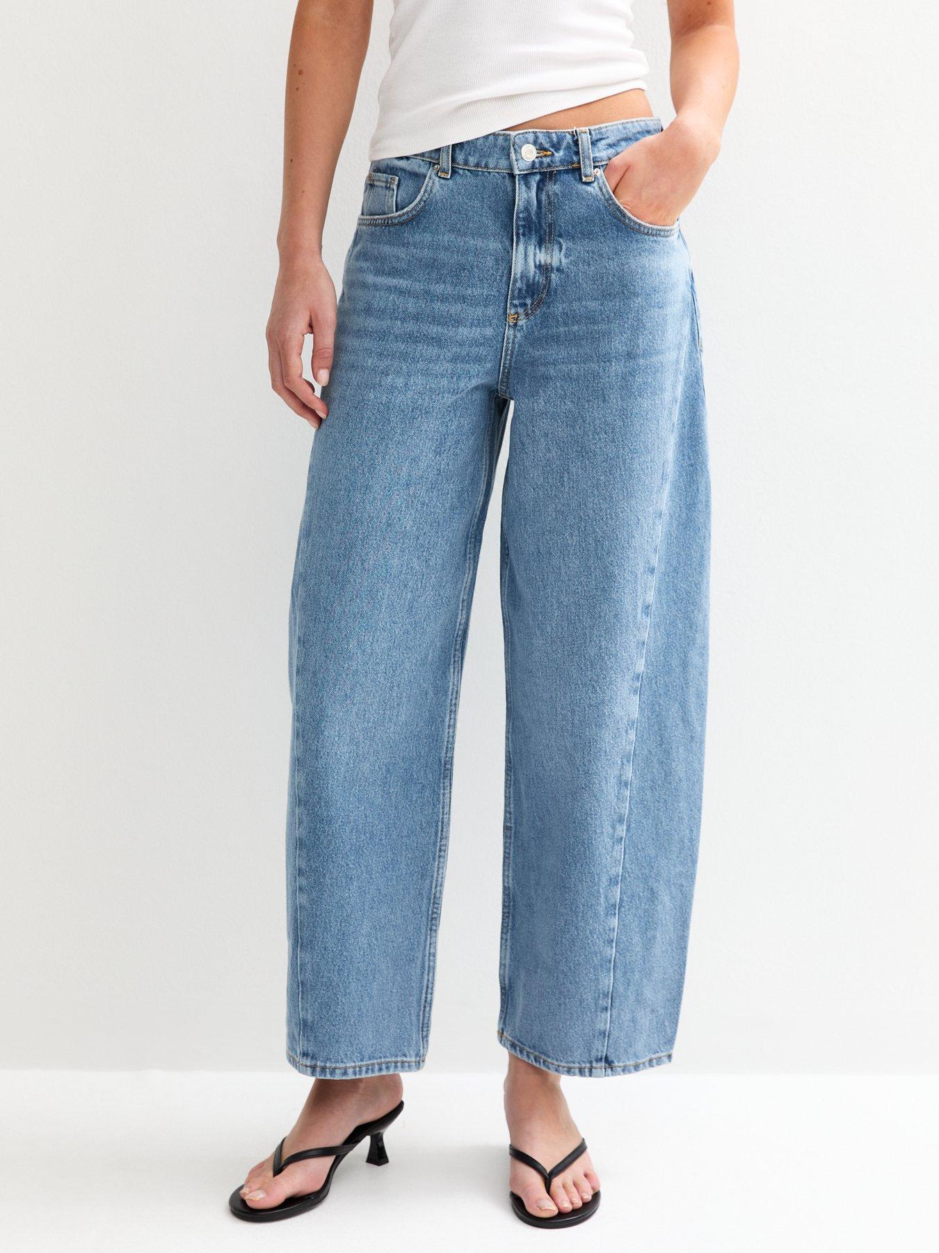 New Look Washed Barrel Leg Jeans - Blue