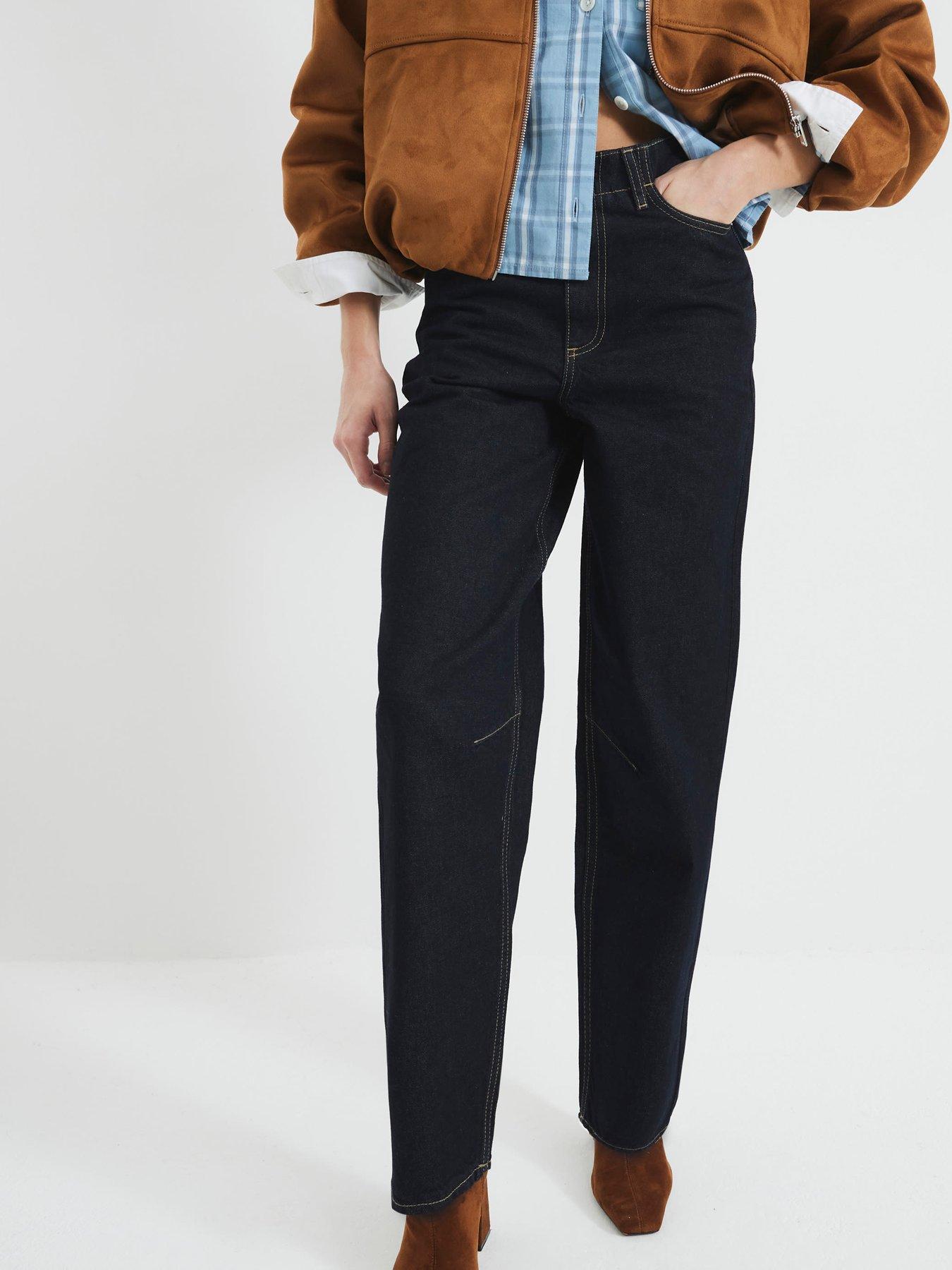 Image 1 of 5 of River Island Oversized Barrel Jeans - Blue