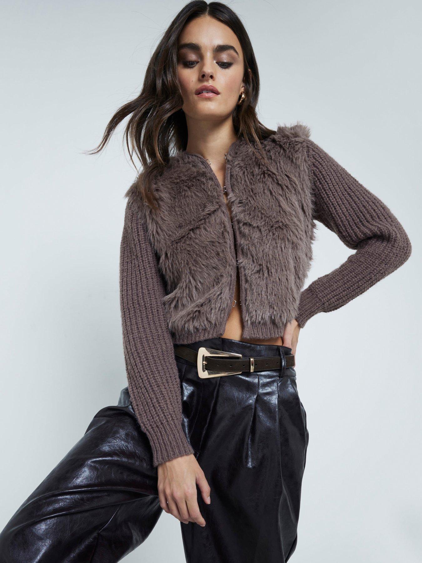 river-island-fur-front-cardigan-brown