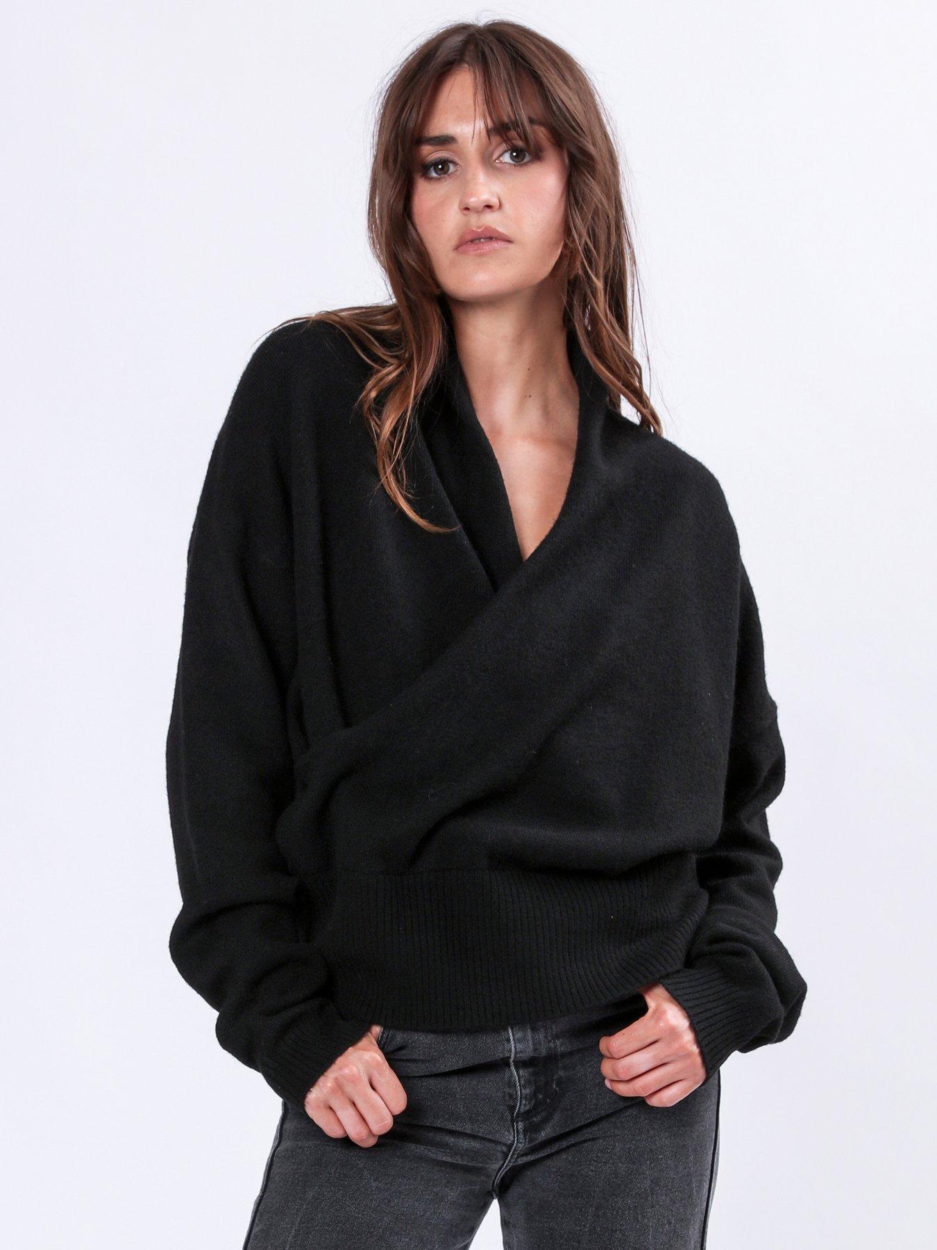Image of Religion Shawl Wrap Jumper - Black