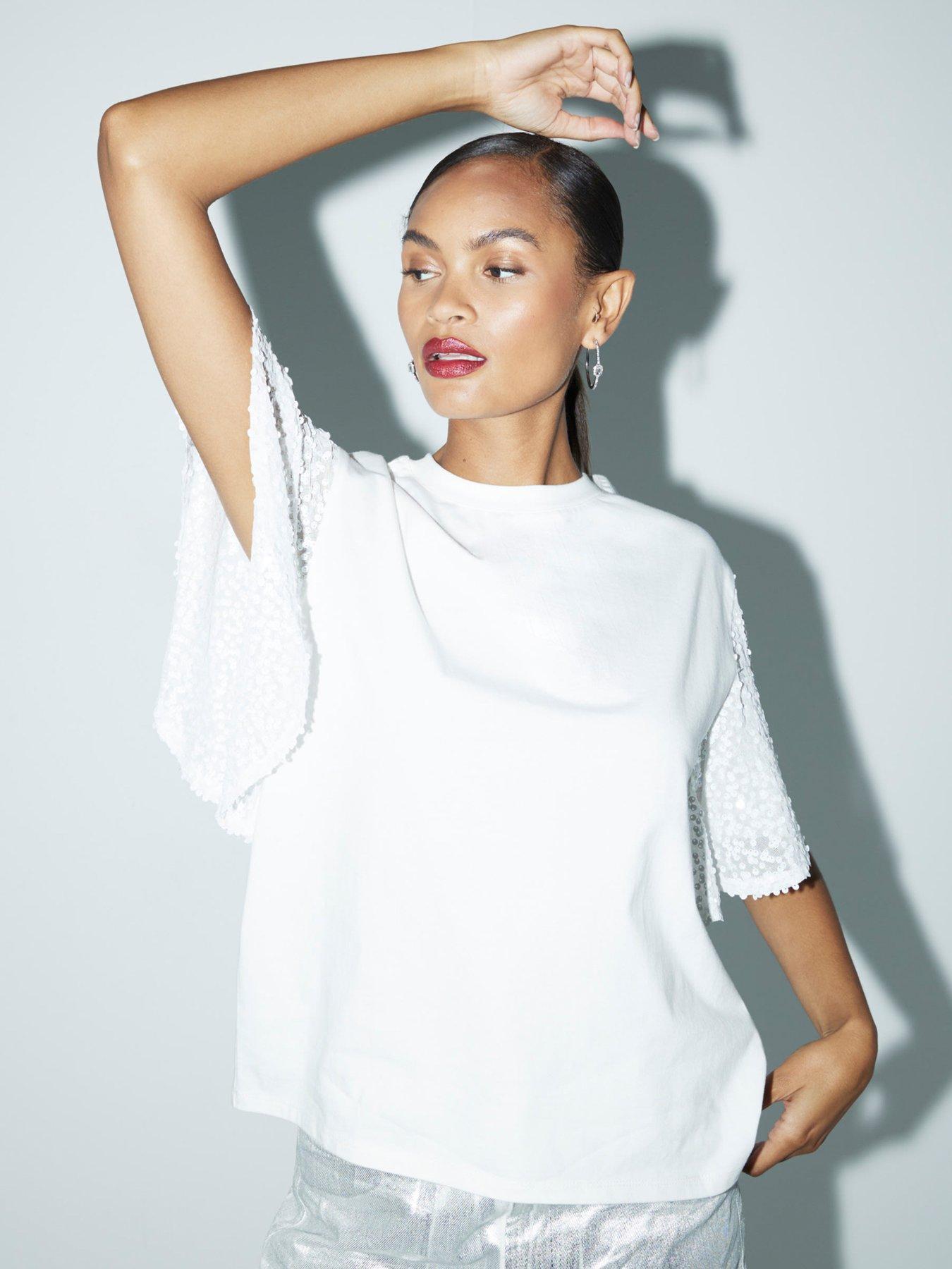 river-island-sequin-sleeve-top-whiteoutfit