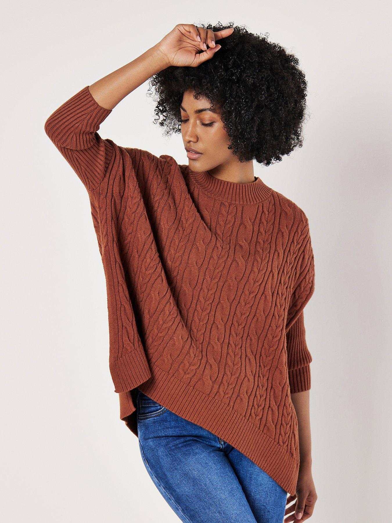 apricot-apricot-vertical-cable-mock-neck-jumper