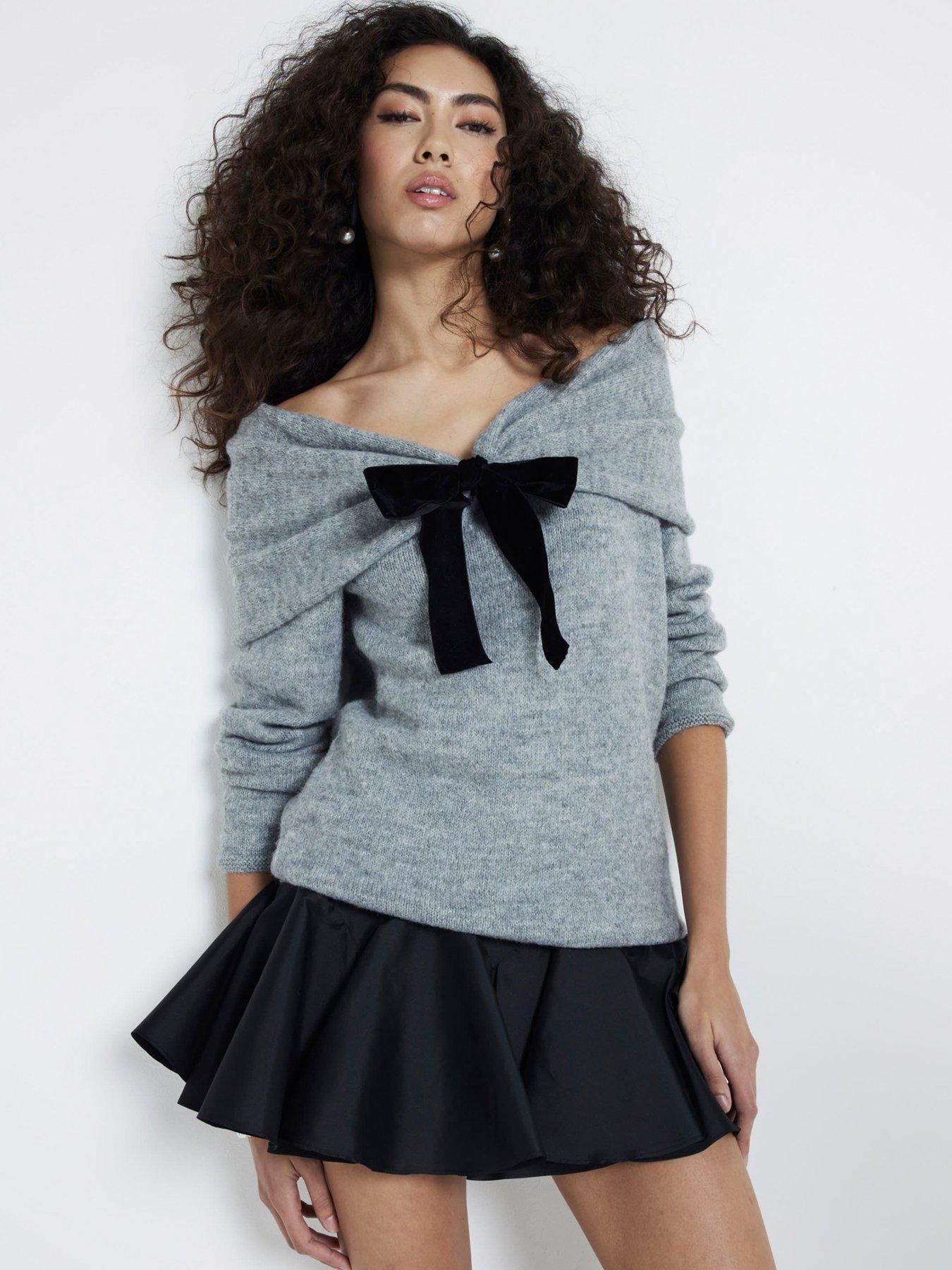 river-island-bardot-bow-jumper-light-grey