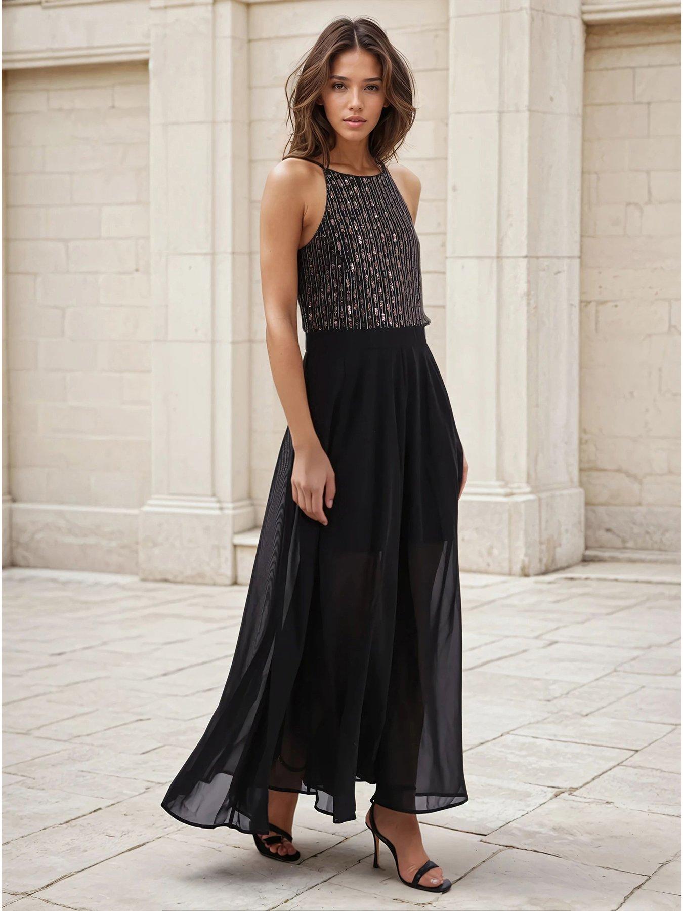 religion-beaded-bodice-maxi-dress-blackfront