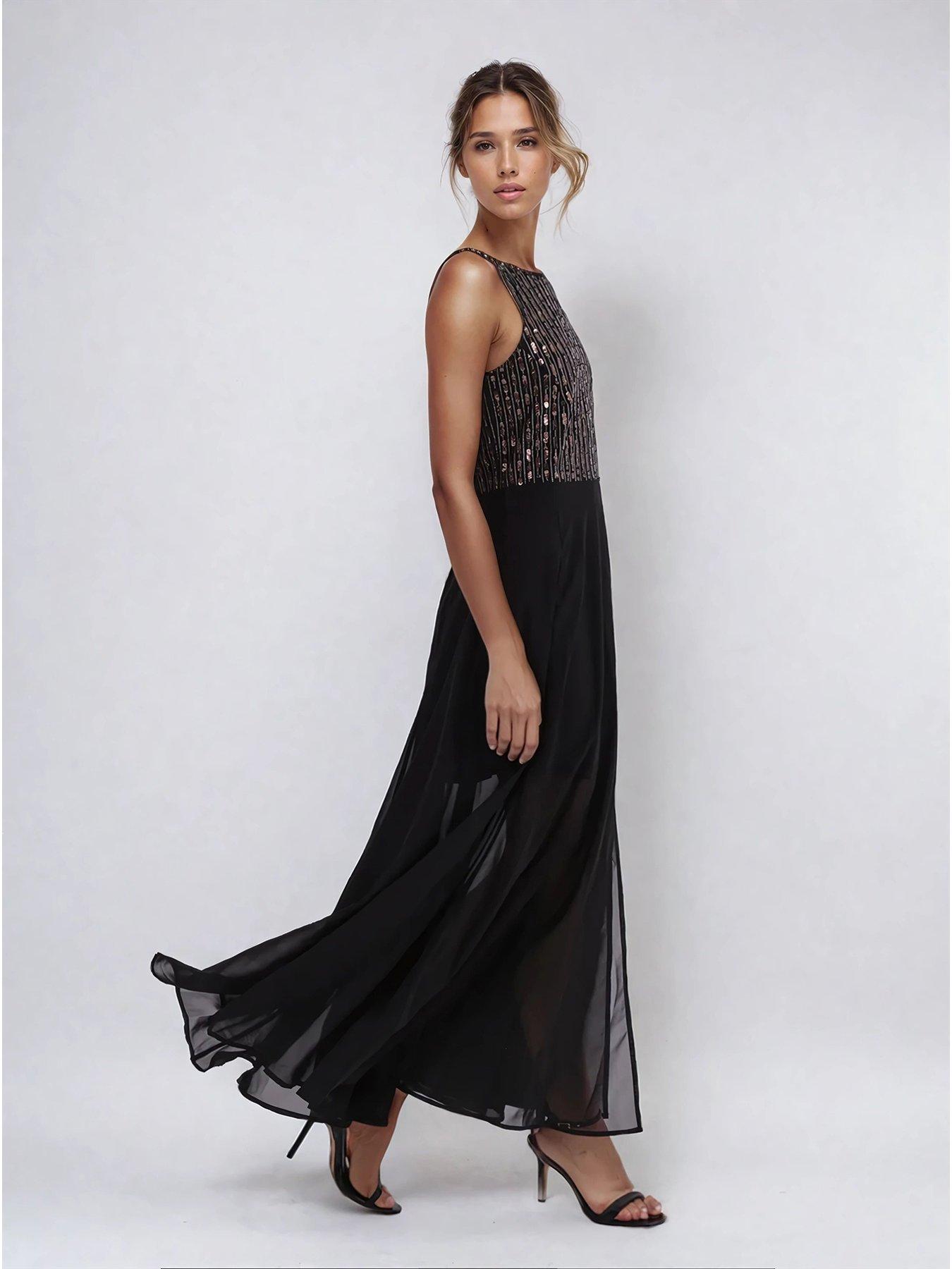 Religion Beaded Bodice Maxi Dress - Black
