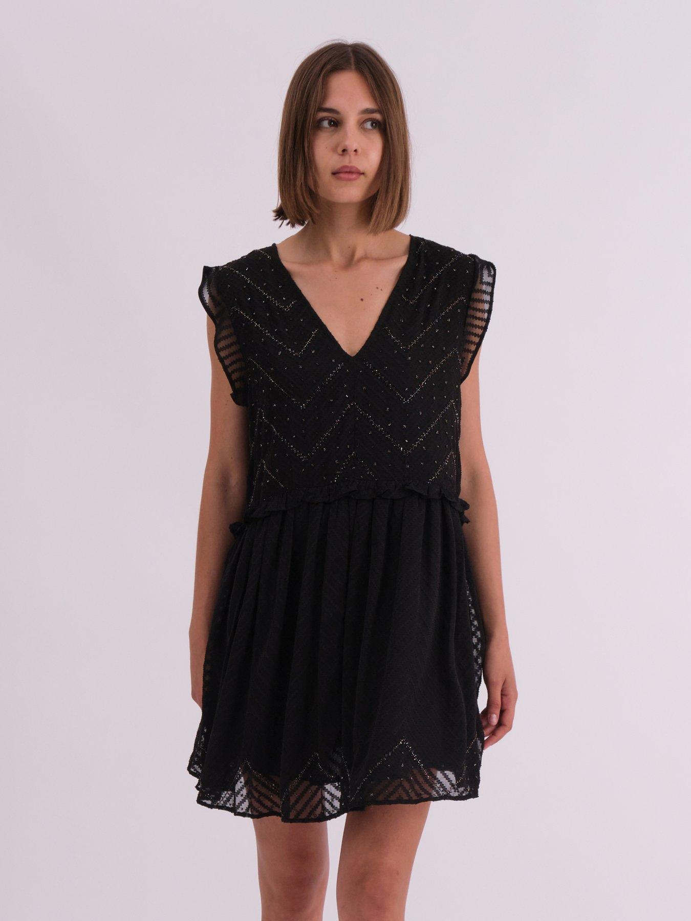 Religion Beaded Mini Dress - Black