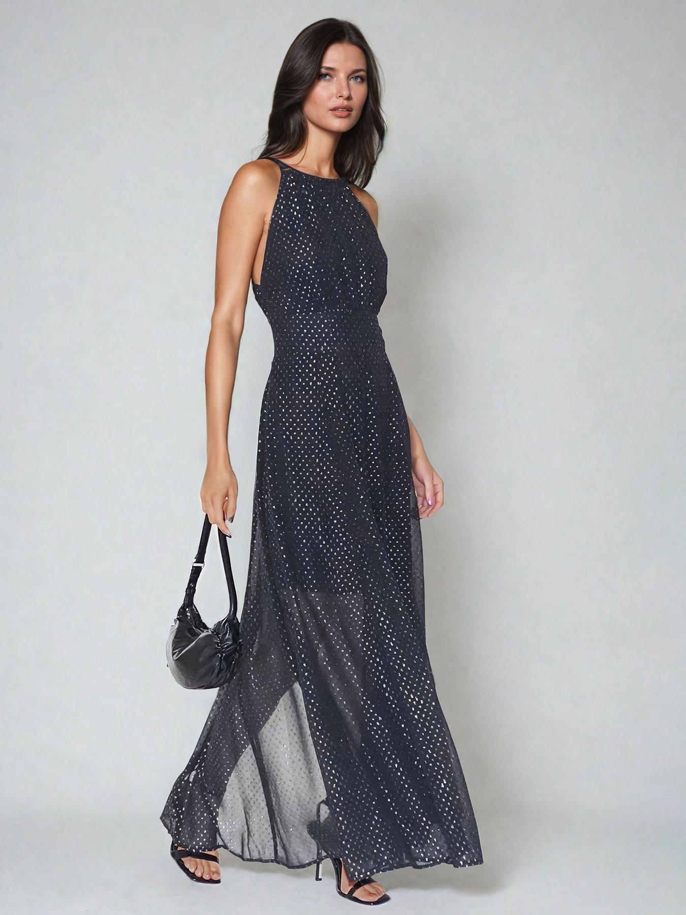 religion-halterneck-maxi-dress-grey