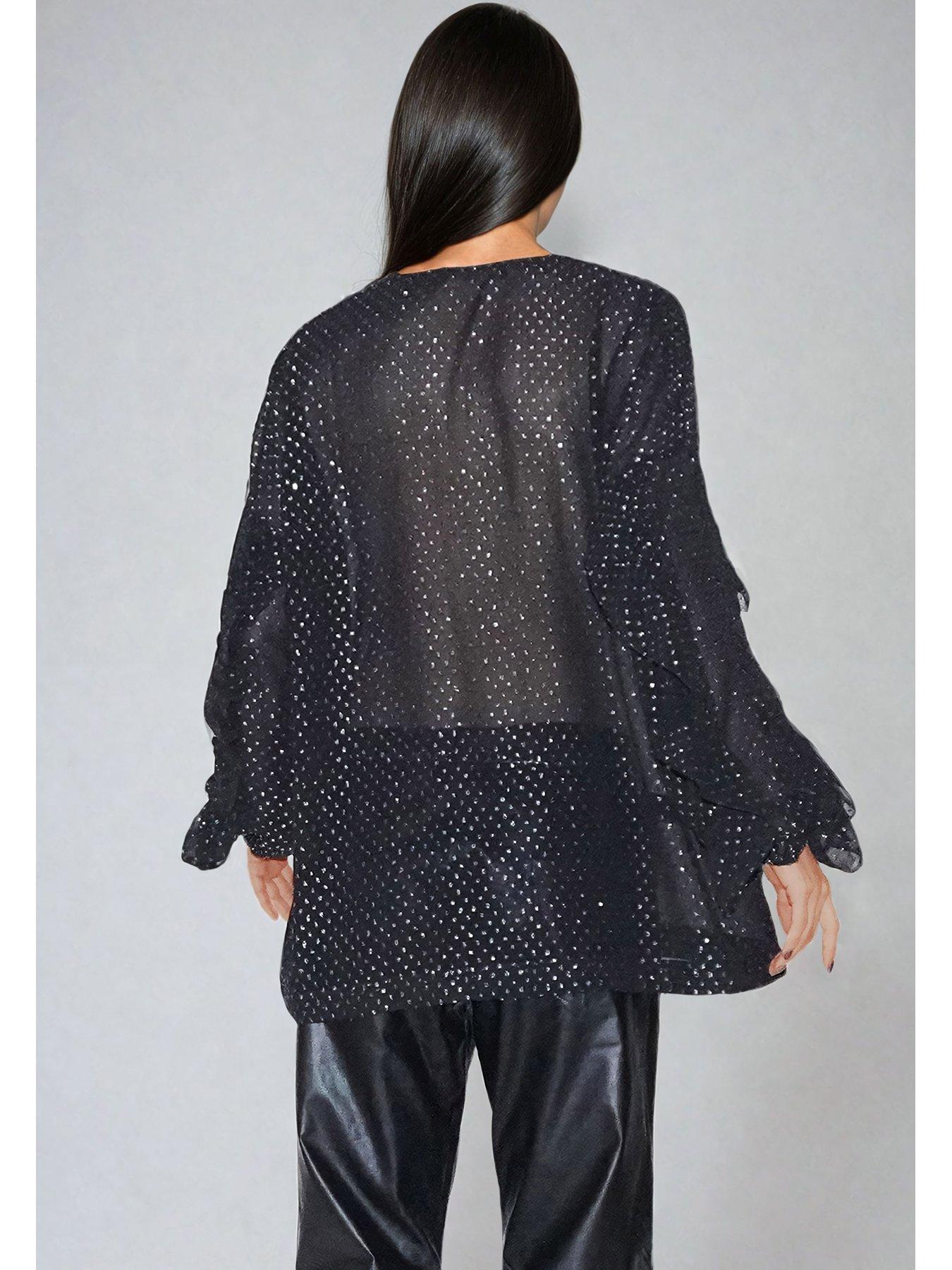 religion-oversized-lurex-sheer-tunic-blouse-blackstillFront