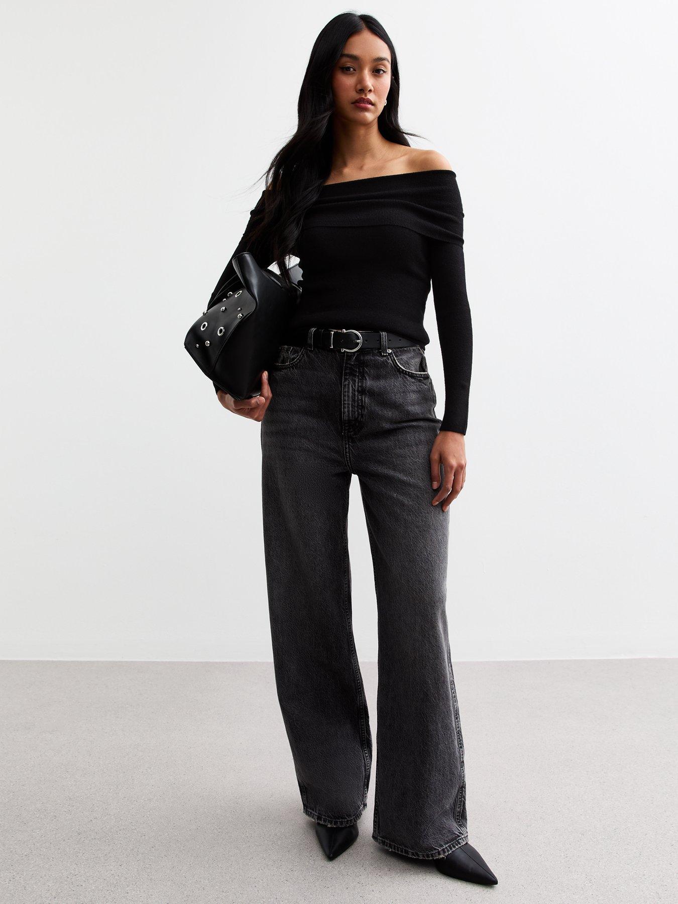 new-look-ribbed-knit-bardot-top-blackback