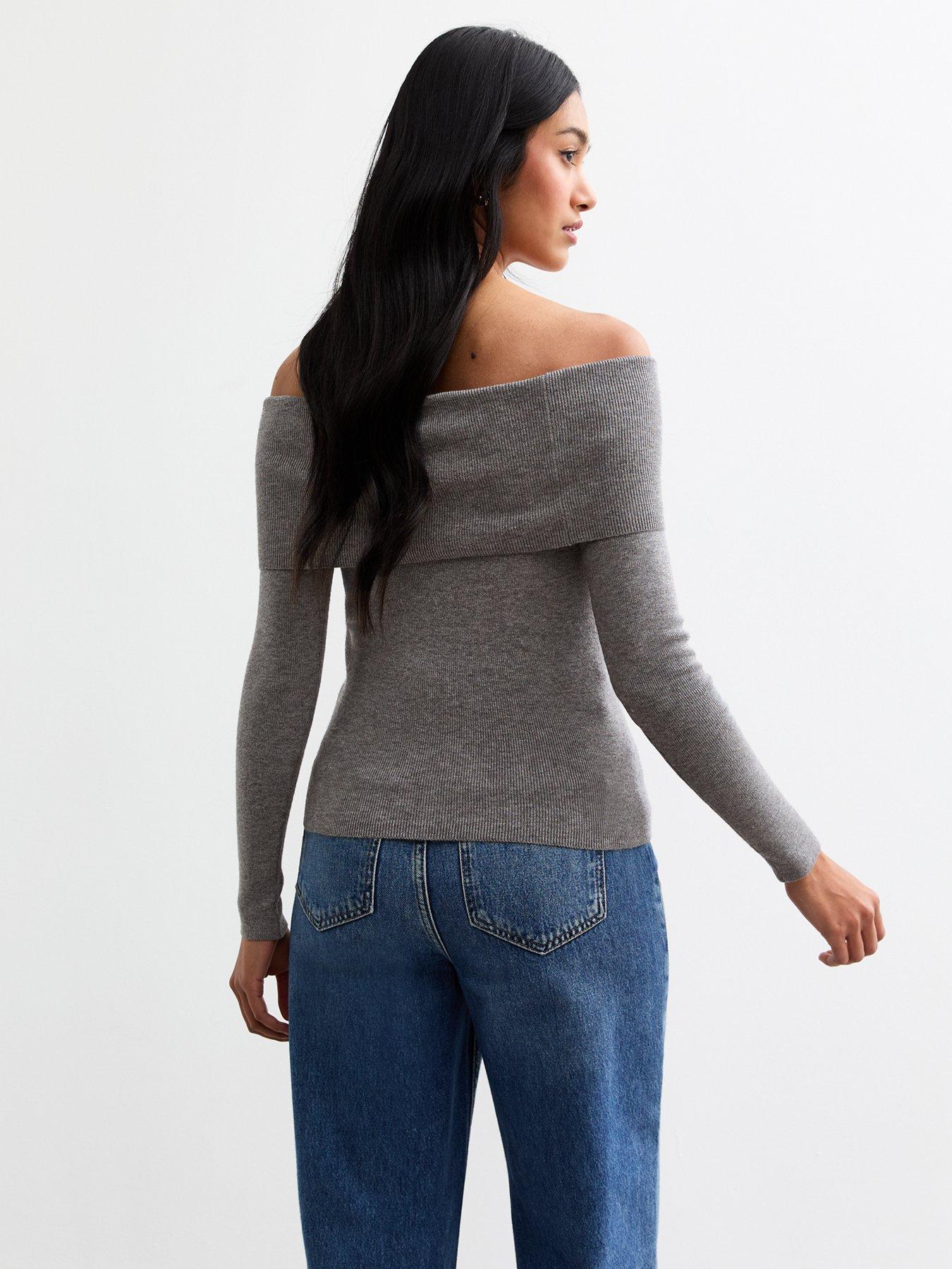 new-look-ribbed-knit-bardot-top-greystillFront