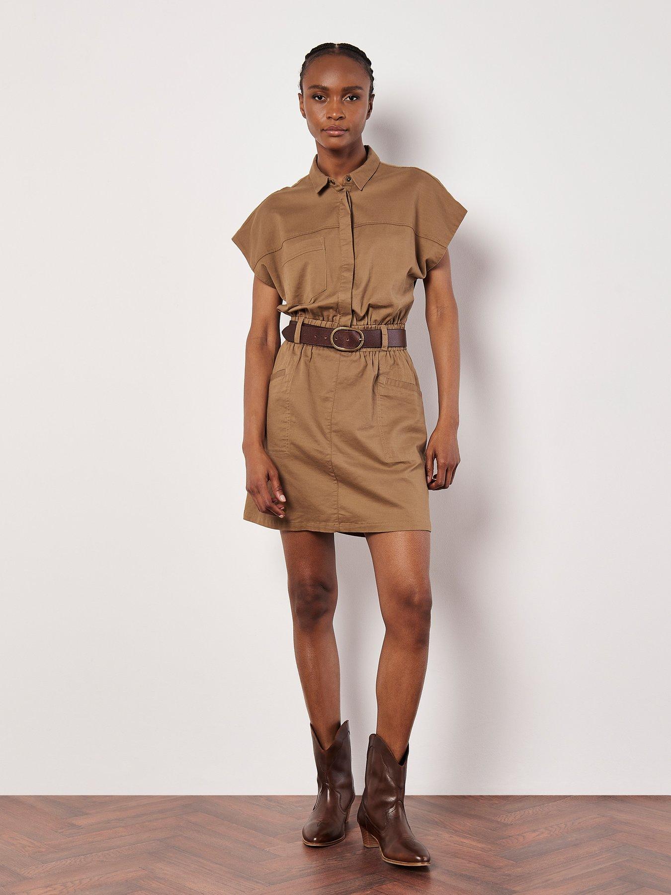 apricot-smocked-waist-utility-mini-dress-brownback