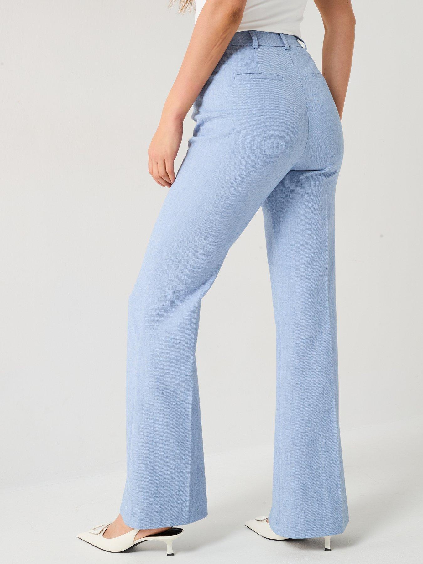 v-by-very-textured-kickflare-co-ord-trousers-bluestillFront