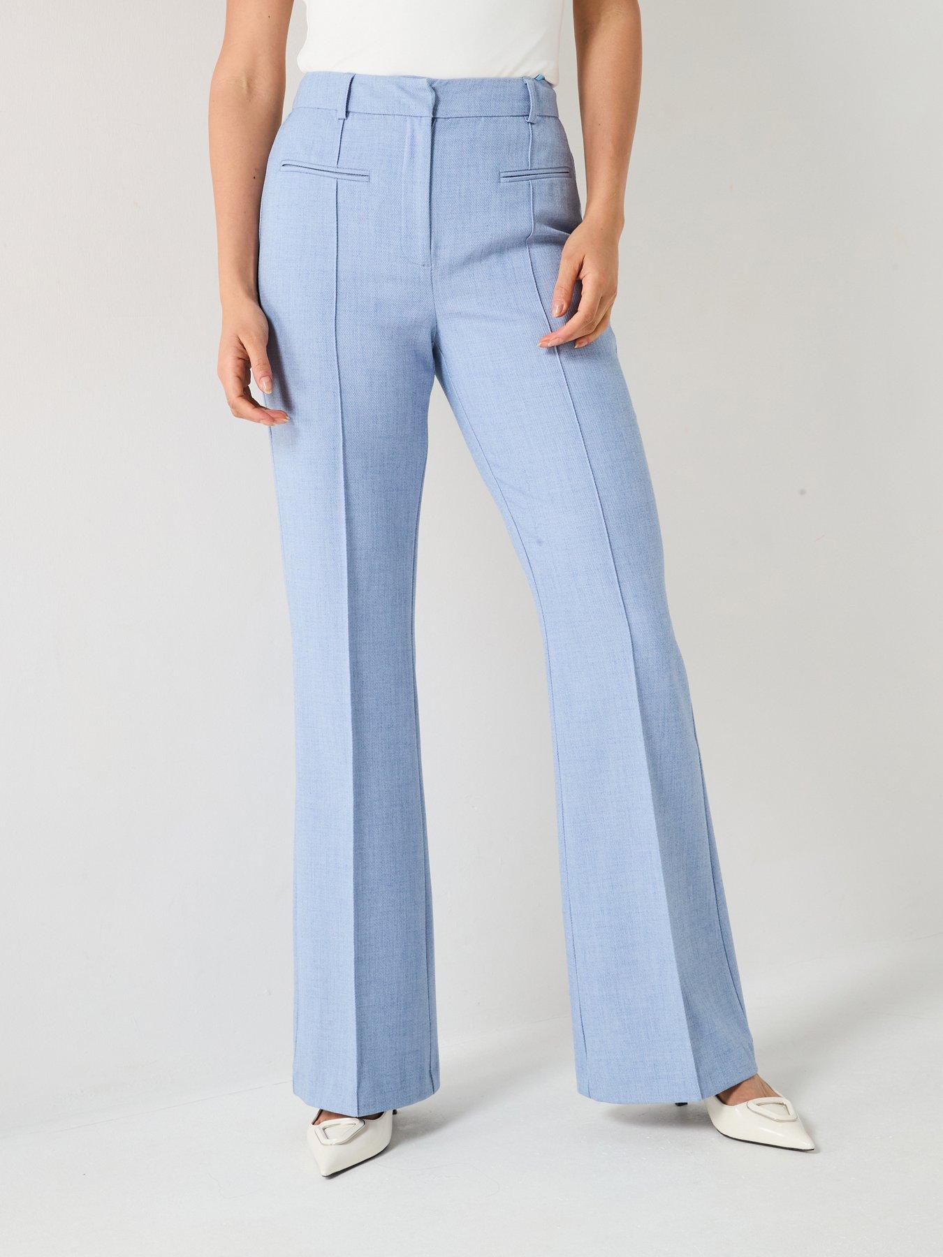 v-by-very-textured-kickflare-co-ord-trousers-blueback