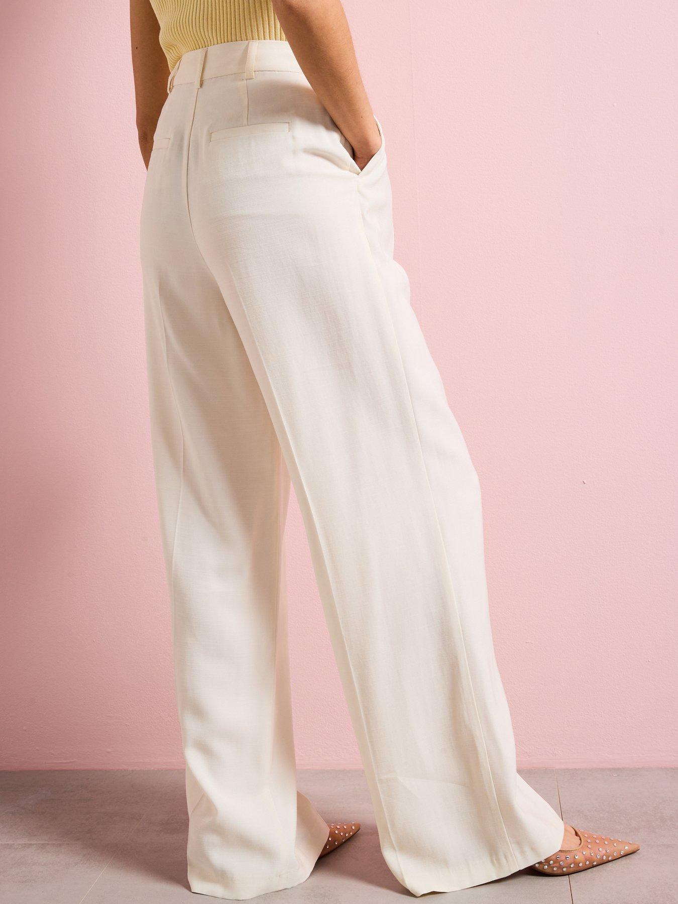 Image 3 of 5 of V by Very Wide Leg Pleated Trouser - Cream